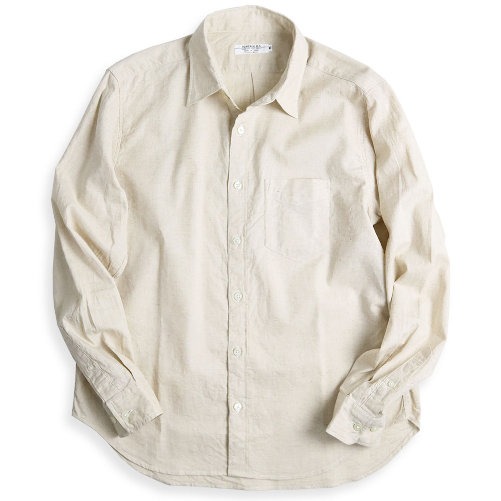 vintage el(ヴィンテージイーエル) リネンシャツ メンズ 綿麻シャツ 日本製 涼しい 麻シャツ 無地シャツ 長袖シャツ 爆買 父の日 ...