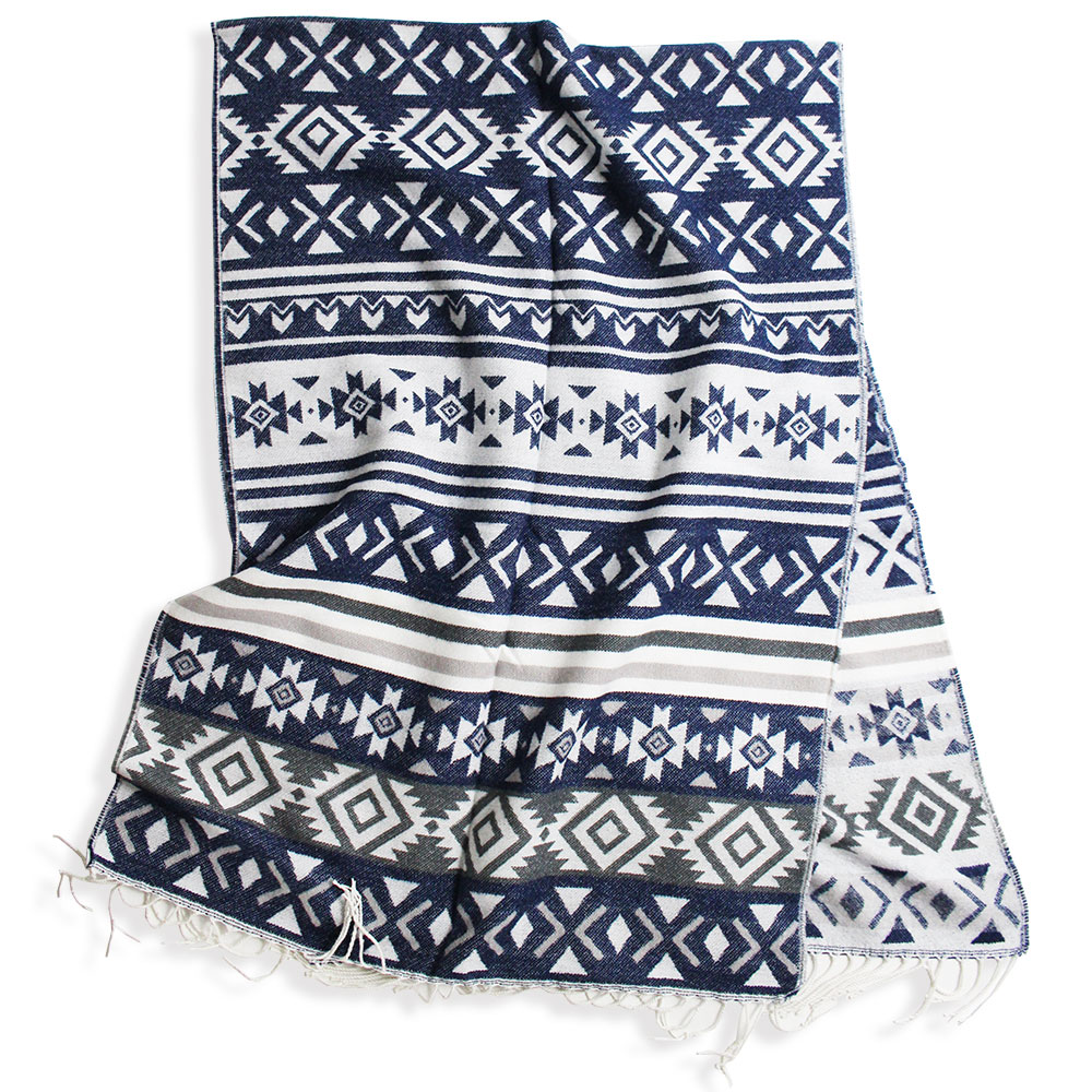 エスニック オルテガ柄 ストール マフラー メンズ レディース 防寒