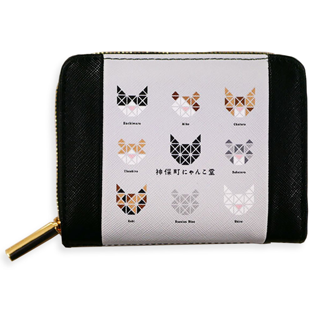 神保町にゃんこ堂 猫 二つ折り財布 ウォレット ラウンドファスナー