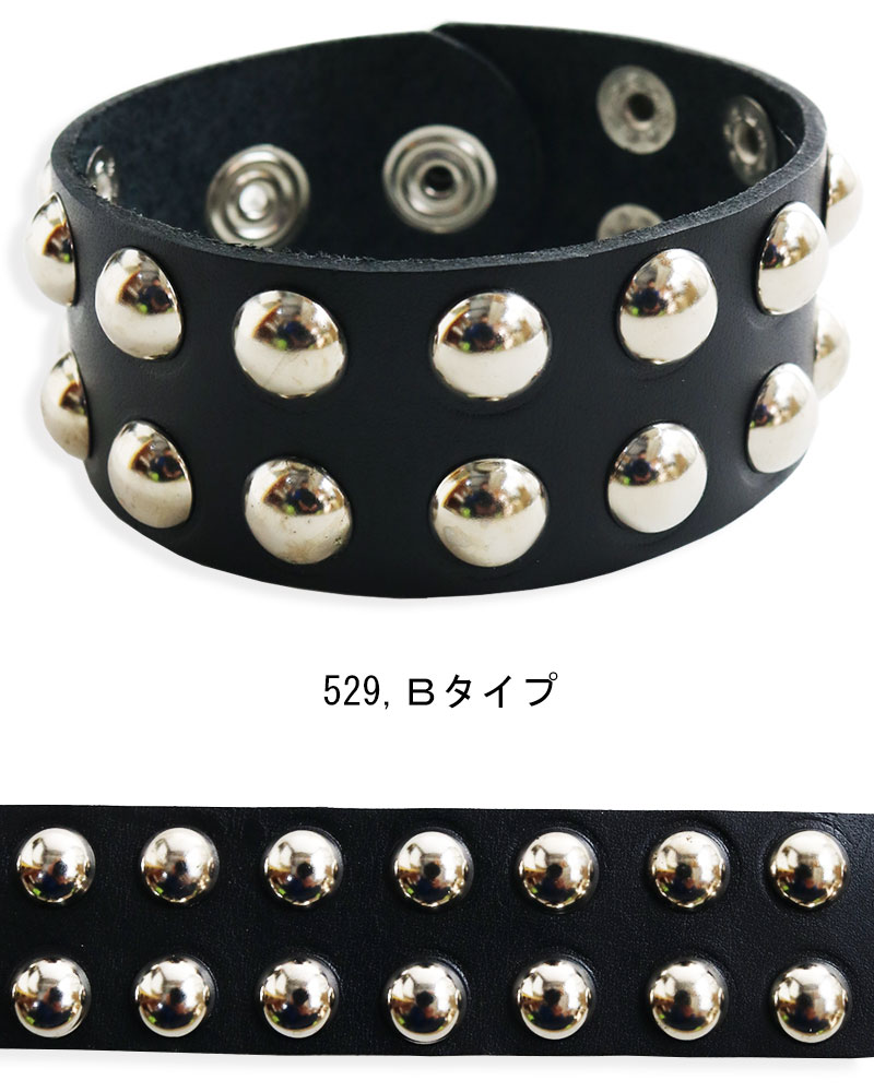 50%OFFセール】 パンク系 メタル系 本革 2連 ハードブレスレッド