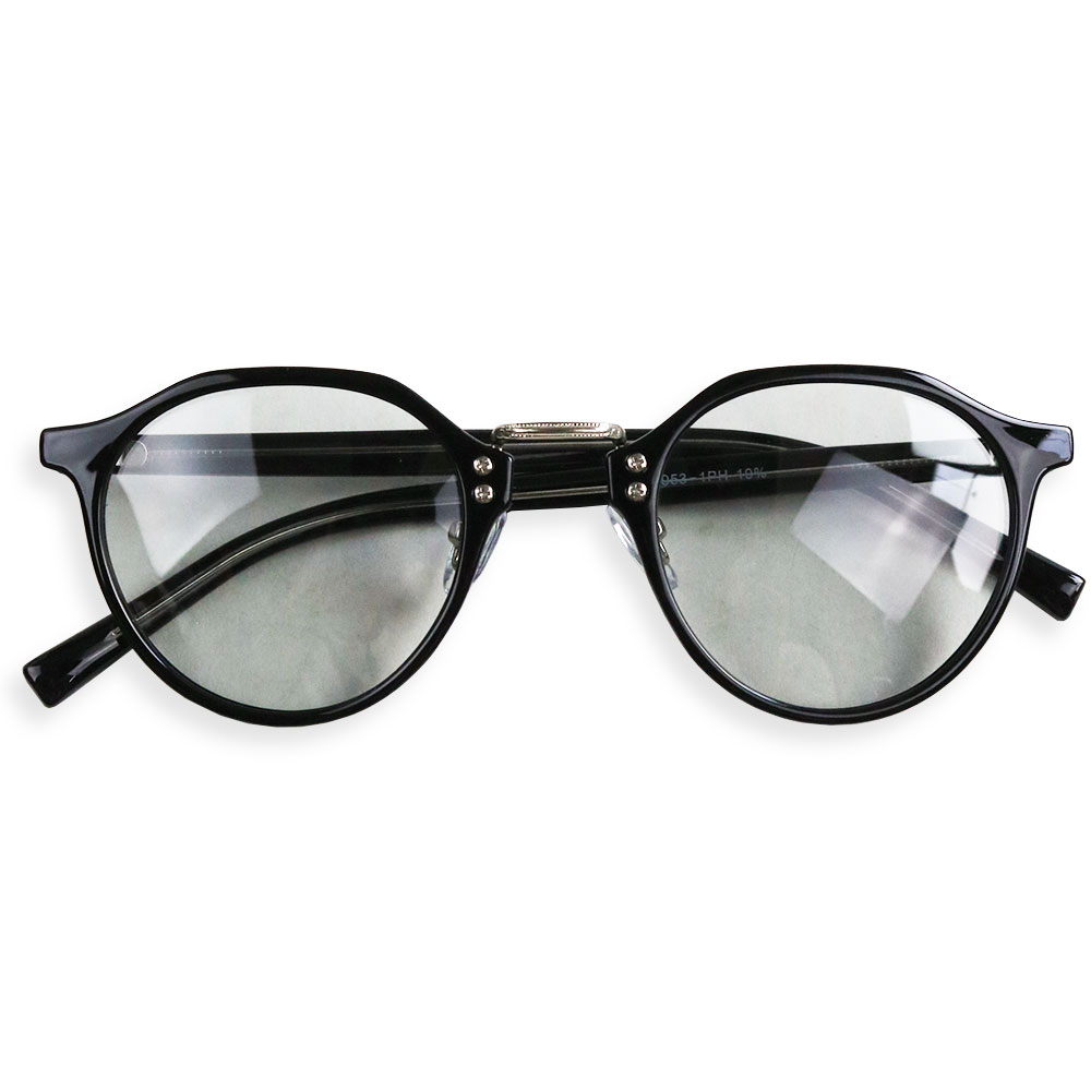 【美品】金子眼鏡 カラーレンズ サングラス 黒フレーム ボストン クラウンパント サングラス メンズ 偏光 調光 クラウンパント ボストン 伊達メガネ