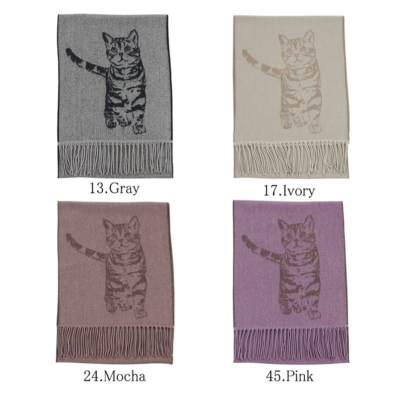 5347 未使用タグ付 人気 doublet 猫マフラー 定価30,800円品 猫柄 マフラー 日本製 ネコ柄 ネコ好き ストール 猫好きマフラー