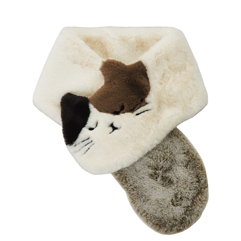 ねこ ファー ティペット マフラー スヌード ネコ柄 ネコ好き ストール