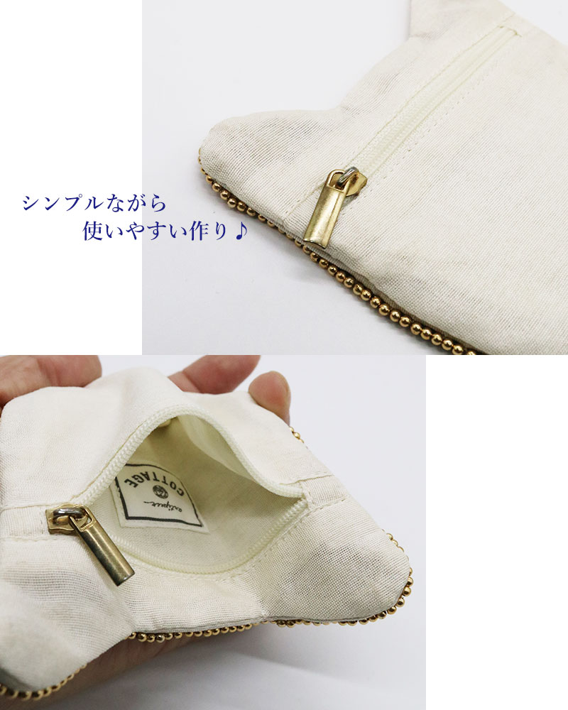 猫 顔 刺繍 ポーチ ケース キャット フェイス 化粧ポーチ