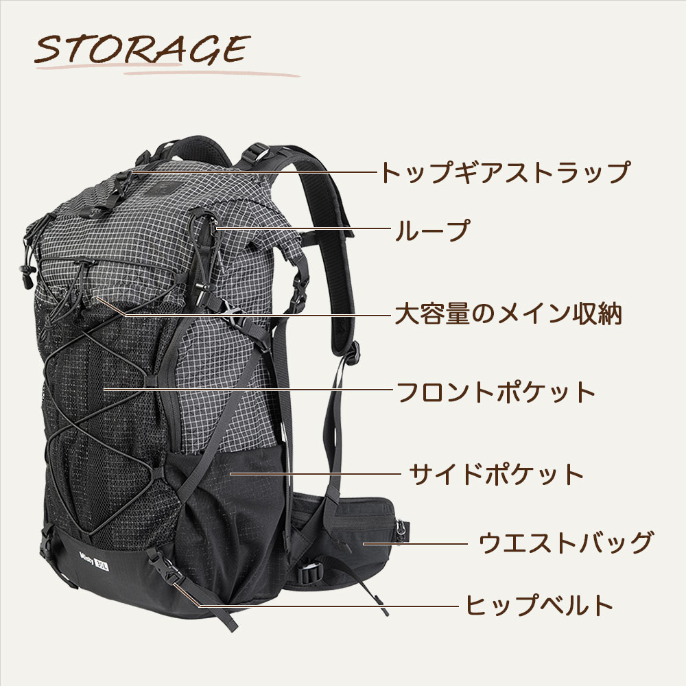 リュック バックパック 登山 アウトドア キャンプ ハイキング サイクリング スポーツ 35L 大容量 拡張 耐久性 通気性 黒 Qunature 関連画像4