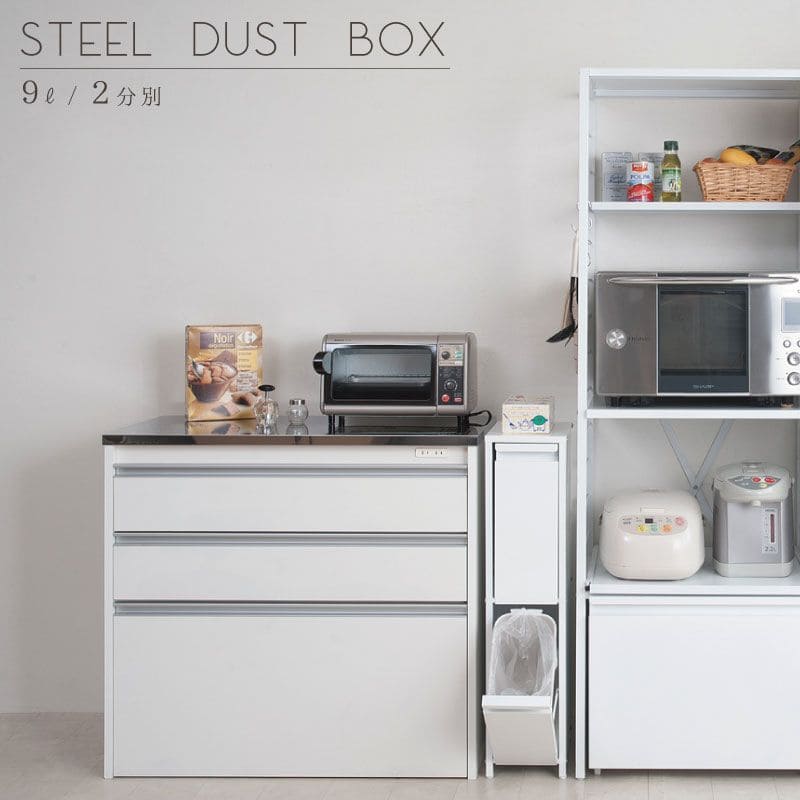 ゴミ箱 スリム 2段 18リットル 幅20cm フタ付き ラック 斜め