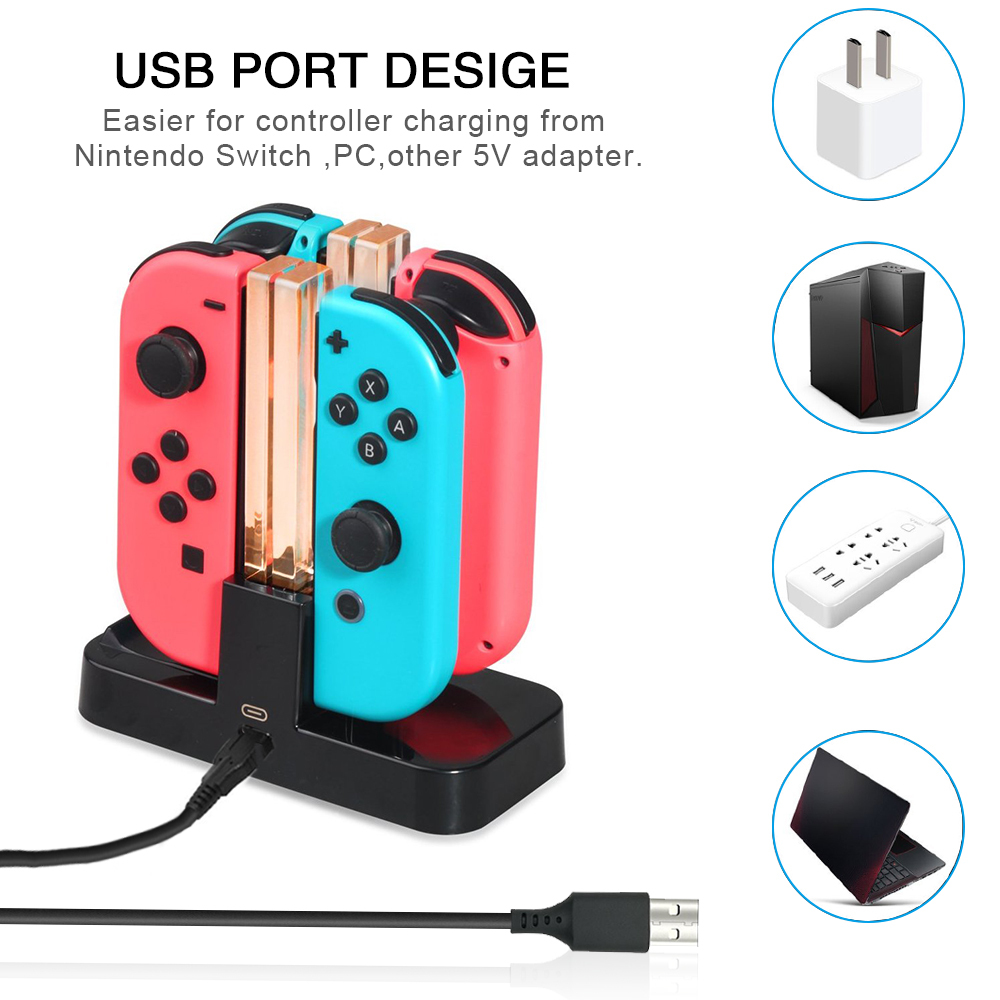 ブランドのギフト Joy-Con充電ドック4 in 1 USB充電ドックスタンドLED表示Nintendスイッチコントローラチャージャーゲームパッド  交換レンズ - leauduvalenciennois.fr