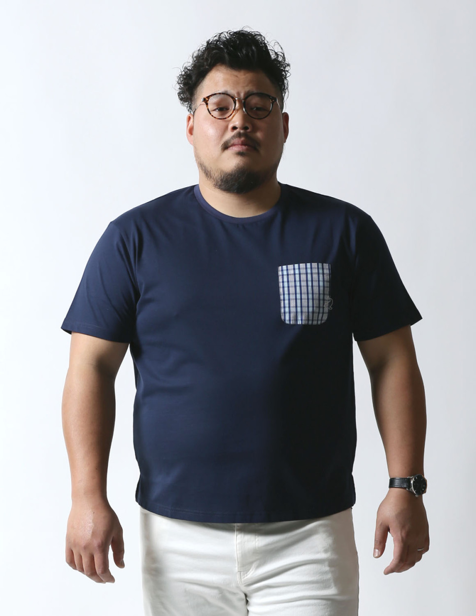 大きいサイズ メンズ 半袖 Tシャツ カットソー 2L 3L 4L 白 紺