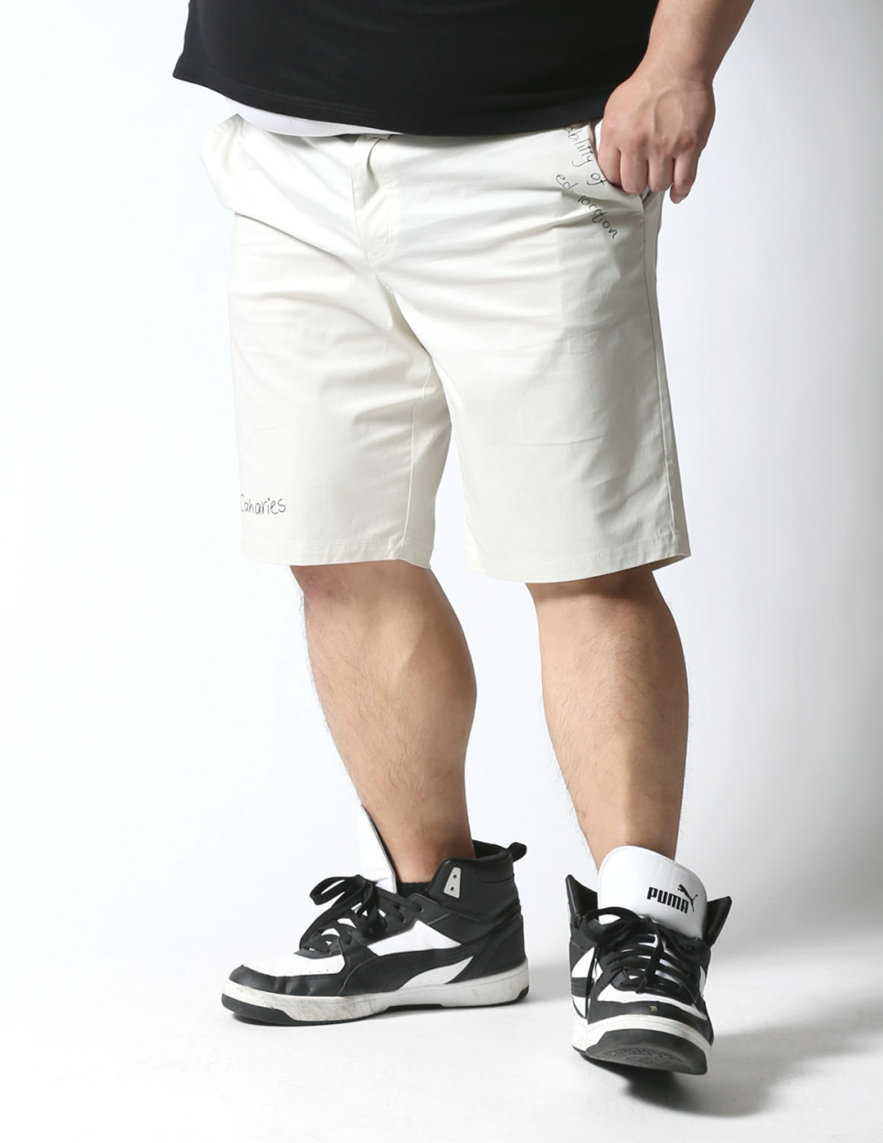 ニットショートパンツ 3L 白色 体操ズボン 日本製 最大サイズ