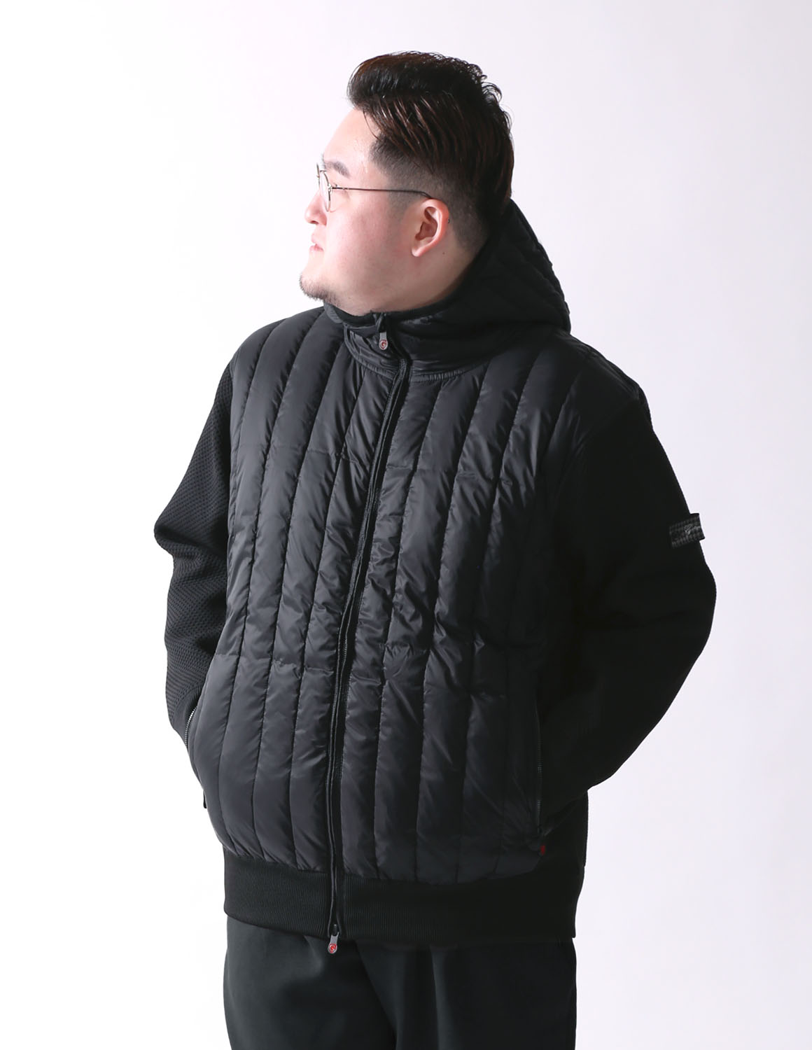 大きいサイズ ダウンコート メンズ  G-stage(ジーステージ) ニットコンビダウン ブルゾン ジャケット 2L 3L 4L カジュアル 黒 春 秋 冬 | g-stage | 01