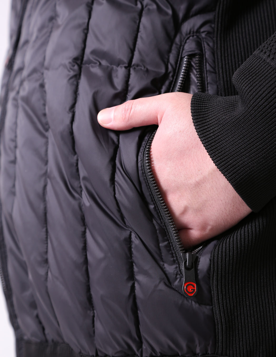 大きいサイズ ダウンコート メンズ  G-stage(ジーステージ) ニットコンビダウン ブルゾン ジャケット 2L 3L 4L カジュアル 黒 春 秋 冬 | g-stage | 10