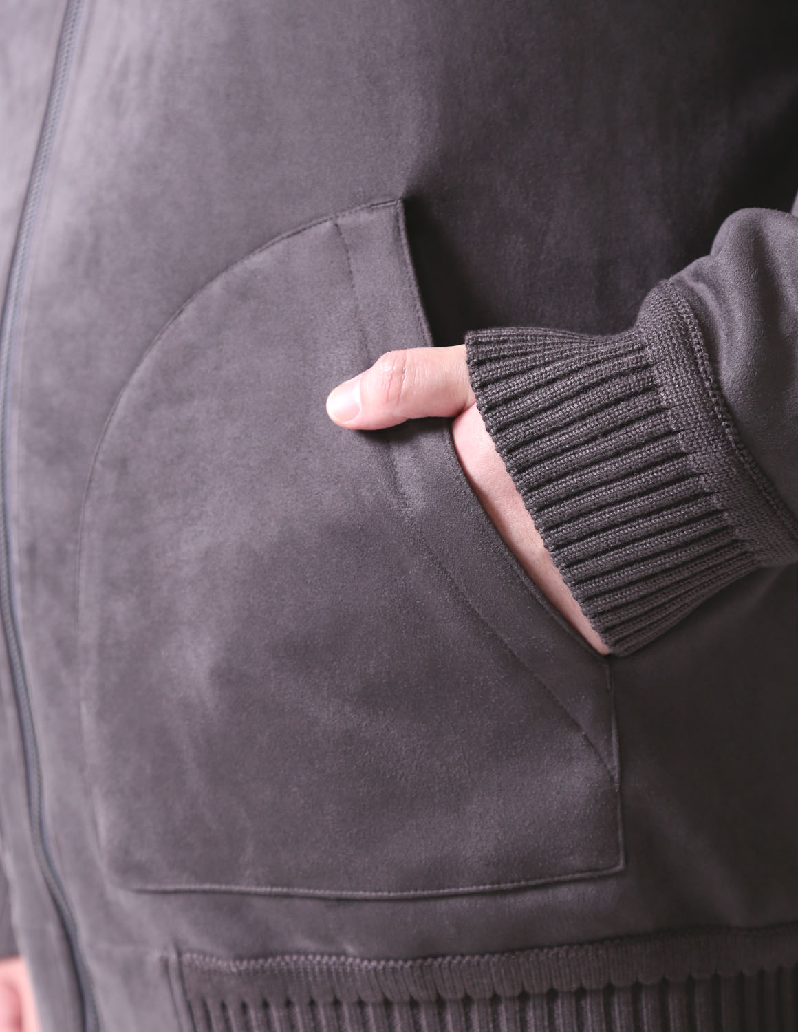 大きいサイズ ジャージ メンズ  G-stage(ジーステージ) ヌバック調 ジップアップ リブ ブルゾン アウター 2L 3L 4L カジュアル 肌色 灰色 春 秋 冬 | g-stage | 15