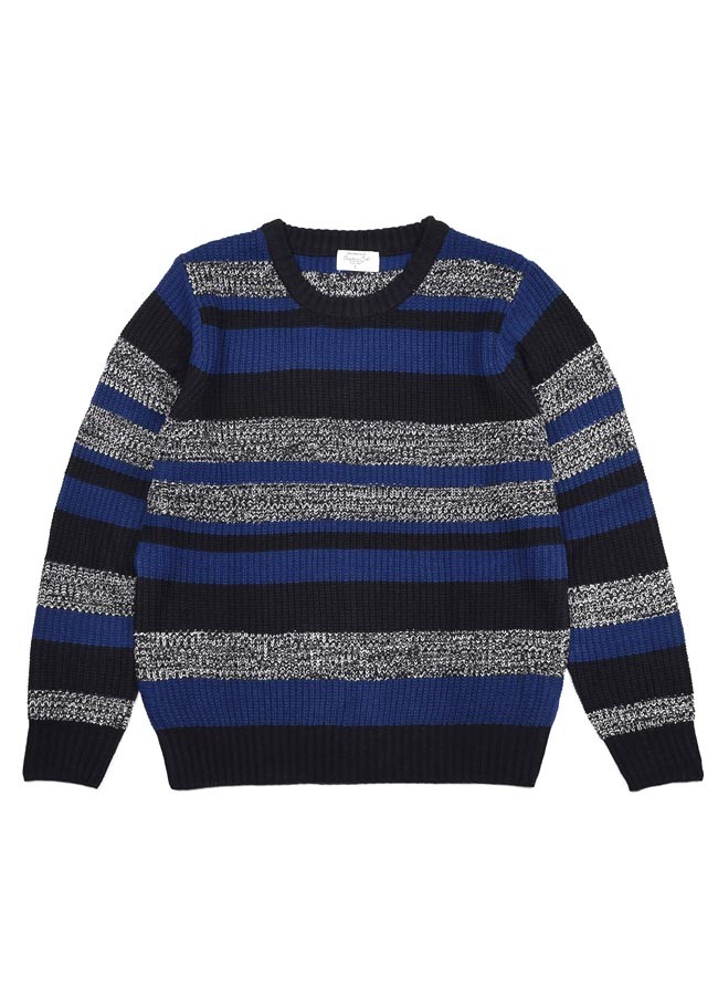 大きいサイズ ニット セーター メンズ 長袖  ボーダー アクリル 3L 4L 5L カジュアル 青 黒 白 グレー 秋 冬 |  | 01