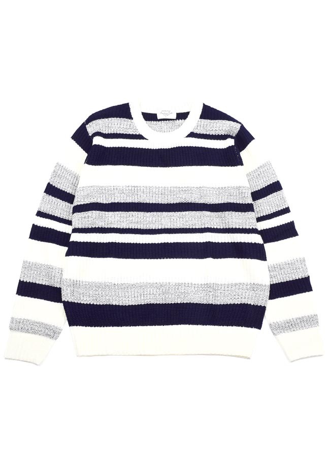 大きいサイズ ニット セーター メンズ 長袖  ボーダー アクリル 3L 4L 5L カジュアル 青 黒 白 グレー 秋 冬 |  | 02