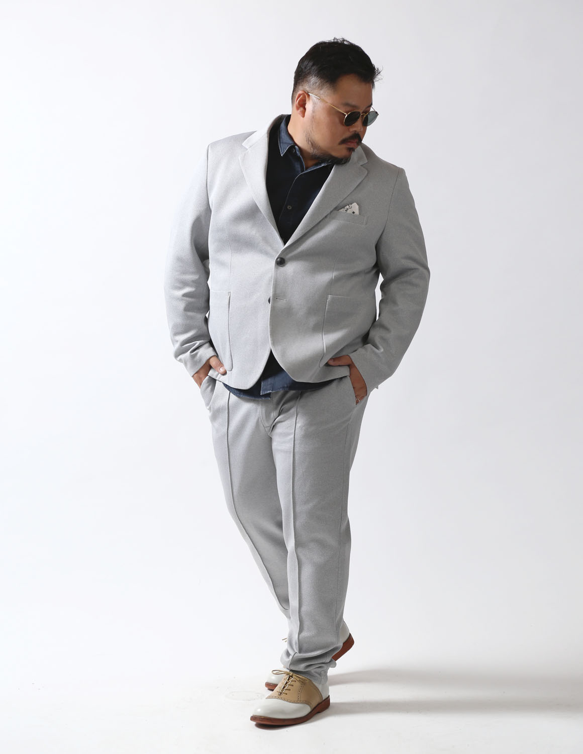 大きいサイズ カジュアルスーツ メンズ  ARMYRICH(アーミーリッチ) 快適ストレッチメッシュ素材 Feel Loose 2Bテーラードスーツ セットアップ フォーマル |  | 01