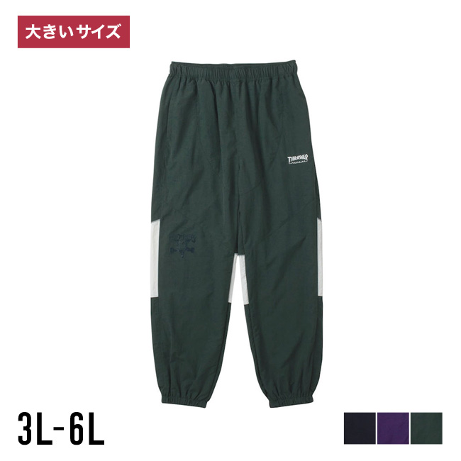 大きいサイズ ボトムス パンツ メンズ  THRASHER ナイロン 裏メッシュ プリント 裾口ゴム 刺繍 再帰反射テープ 3L 4L 5L 6L カジュアル 緑 紫 黒 春 秋 冬 | THRASHER