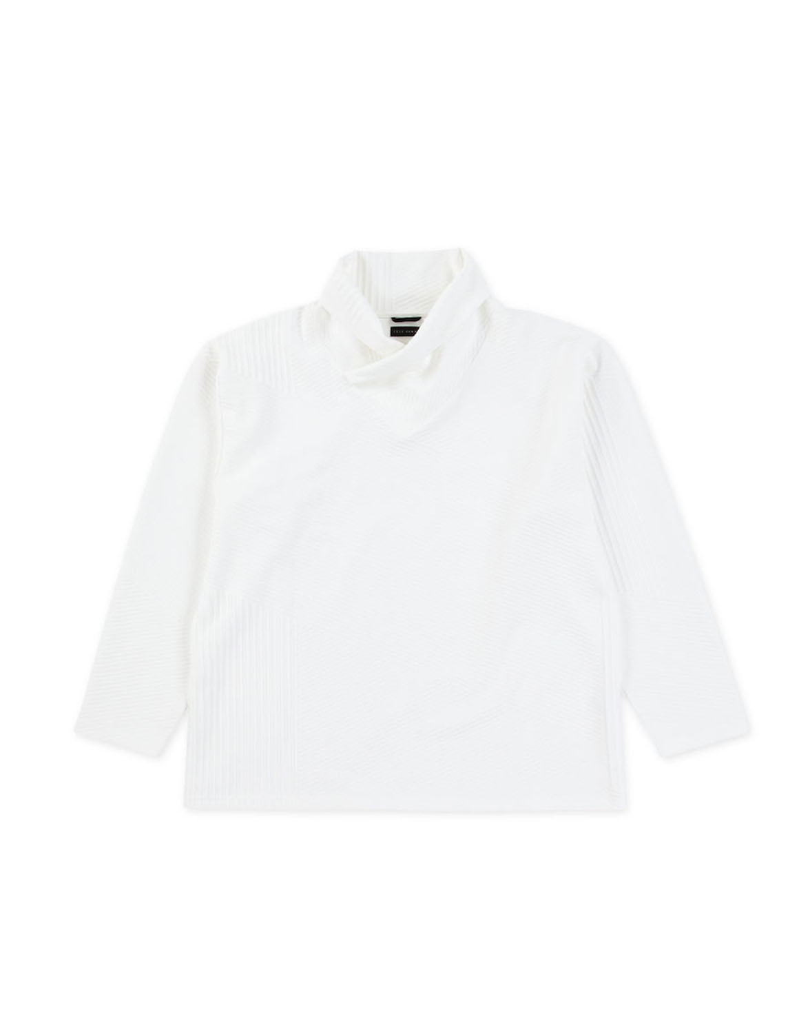 大きいサイズ Tシャツ カットソー メンズ 長袖  TETE HOMME バイアスパネル柄 ボリュームネック ストレッチ 3L 4L 5L 6L カジュアル 白 灰色 黒 春 秋 冬 |  | 01