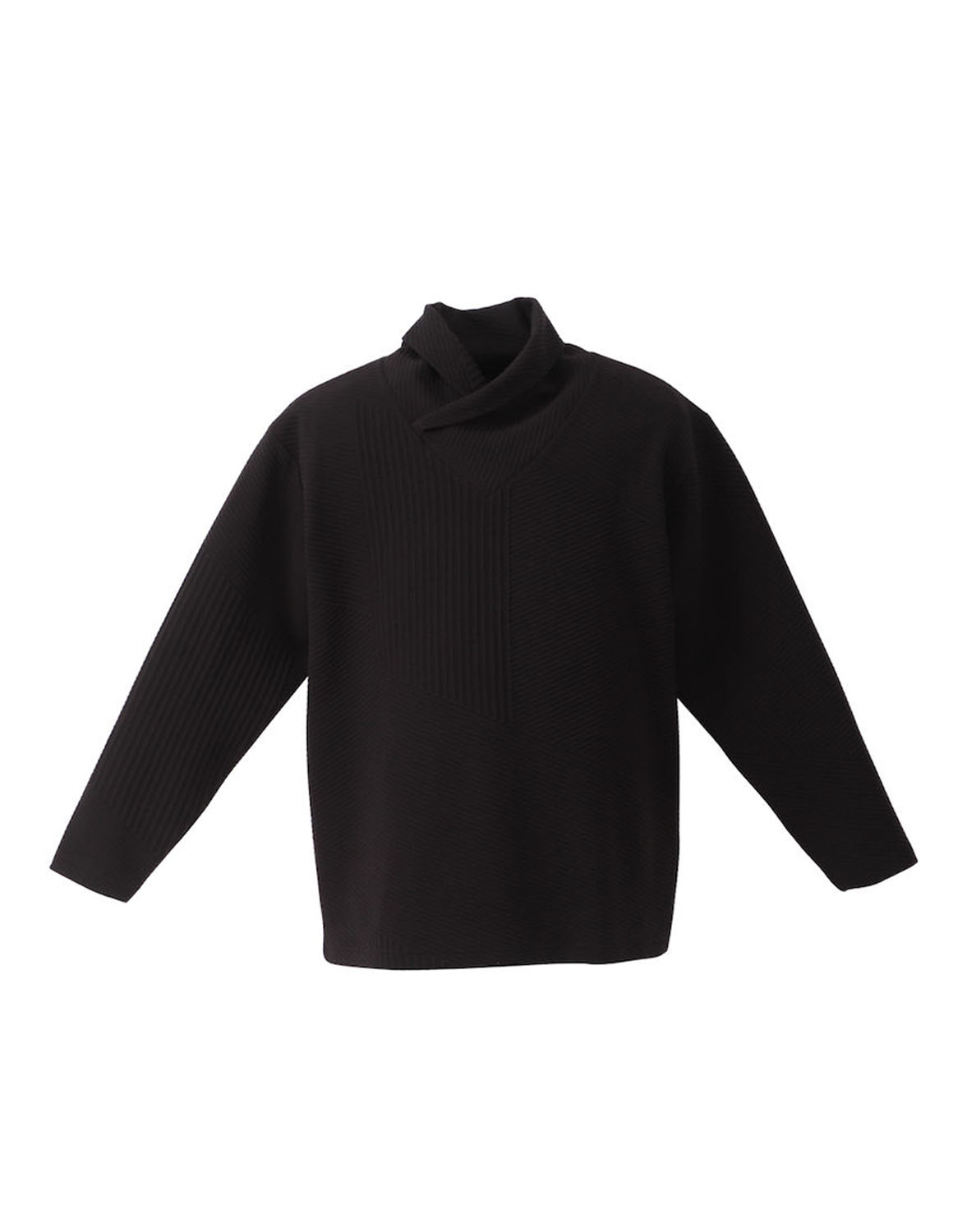 大きいサイズ Tシャツ カットソー メンズ 長袖  TETE HOMME バイアスパネル柄 ボリュームネック ストレッチ 3L 4L 5L 6L カジュアル 白 灰色 黒 春 秋 冬 |  | 03