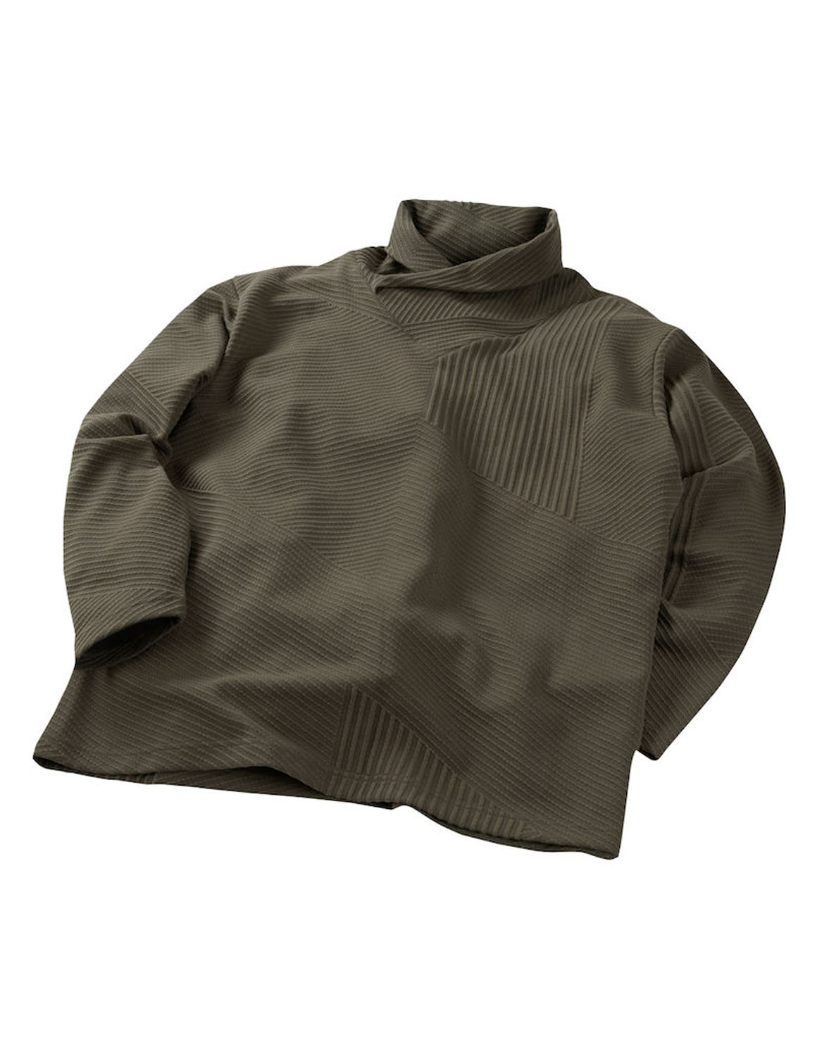 大きいサイズ Tシャツ カットソー メンズ 長袖  TETE HOMME バイアスパネル柄 ボリュームネック ストレッチ 3L 4L 5L 6L カジュアル 白 灰色 黒 春 秋 冬 |  | 04