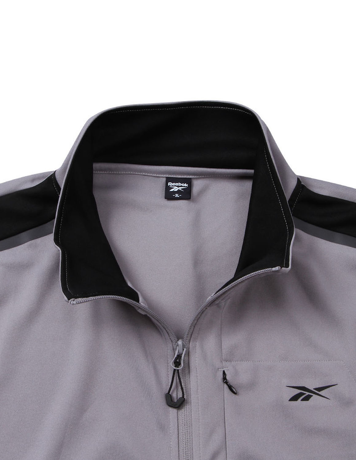 大きいサイズ ジャージ トップス メンズ フルジップ Reebok(リーボック) ストレッチ 切替 バックプリント 3L 4L 5L 6L 8L スポーツ カジュアル 灰色 黒 春 秋 冬 | Reebok | 05