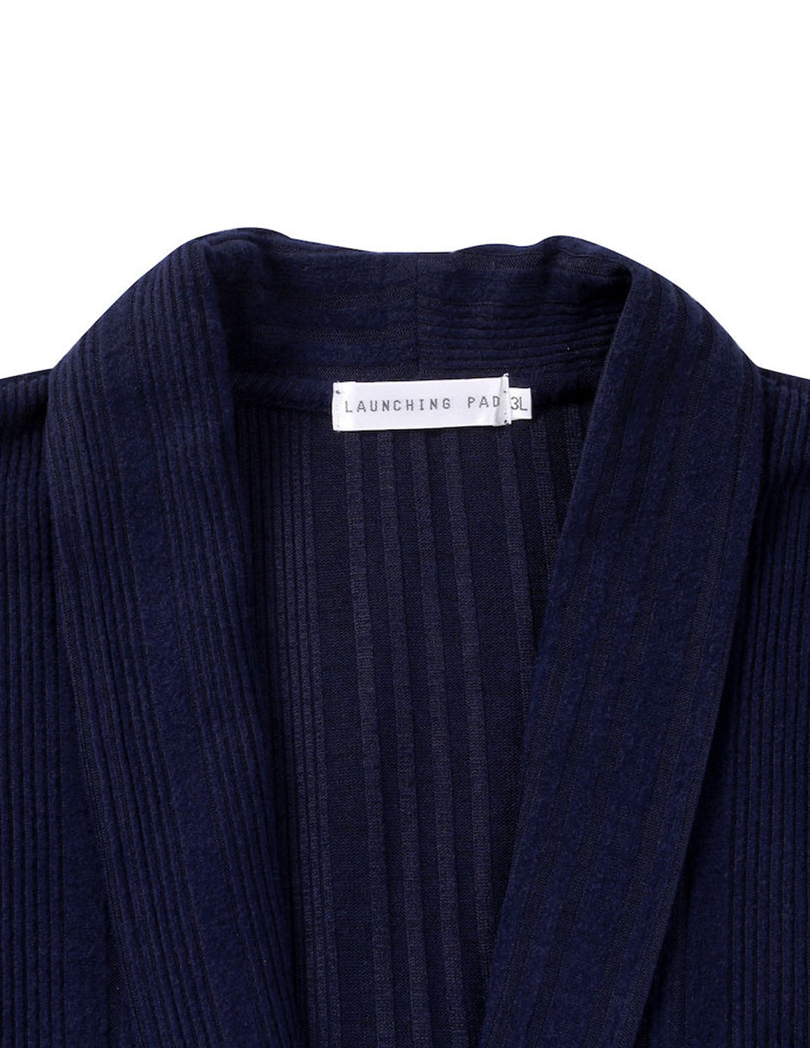 大きいサイズ メンズ  launching pad(ランチングパッド) 針抜きストライプ 長袖ショールジャケット 半袖Tシャツ セット 3L 4L 5L 6L カジュアル 紺 黒 春 秋 冬 |  | 03