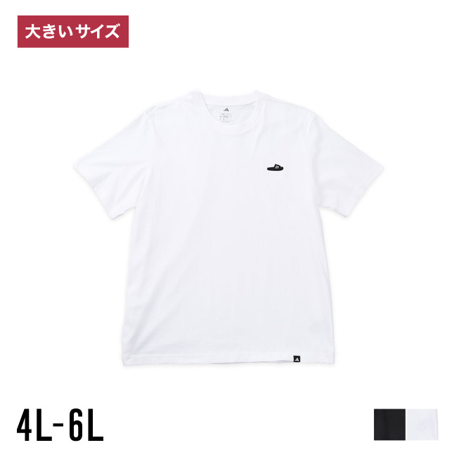 大きいサイズ 半袖Tシャツ カットソー メンズ adidas(アディダス) 綿 ワッペン 3XL 4XL 5XL カジュアル 白 黒 春 夏 秋 | adidas