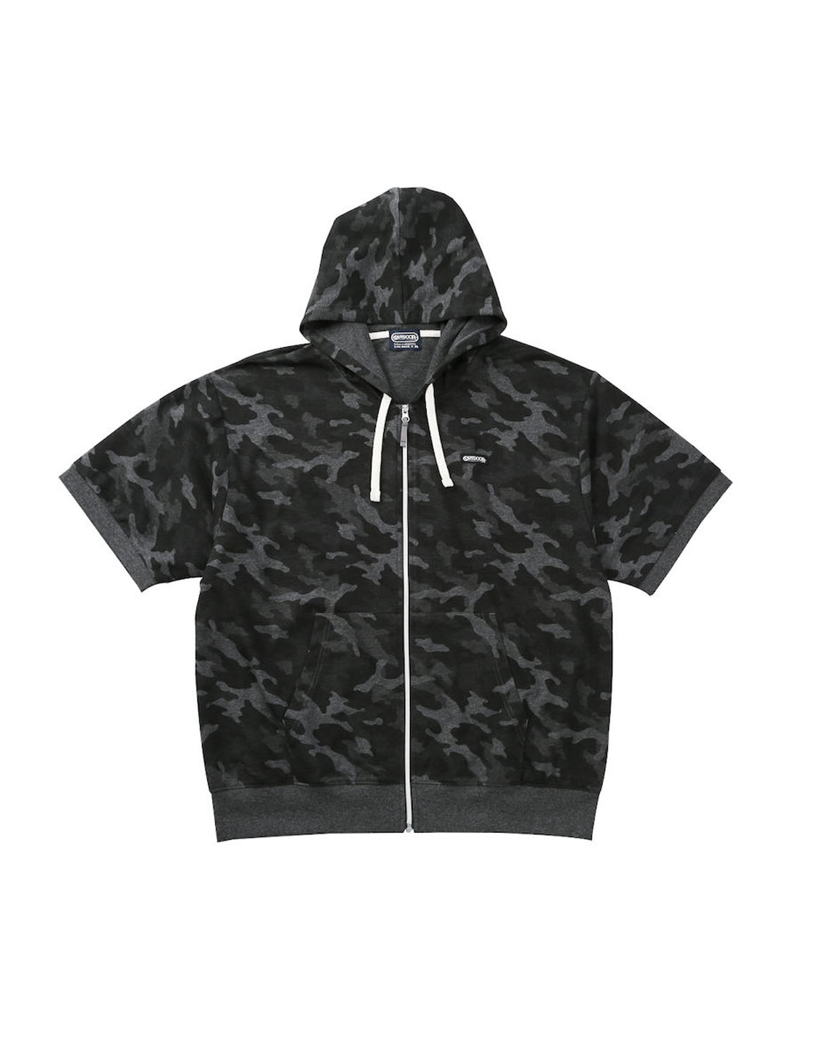 大きいサイズ OUTDOOR PRODUCTS(アウトドア プロダクツ) メンズ 半袖 迷彩 パーカー フルジップ フード リブ ワッペン プリント 裏毛 3L 4L 5L 6L 7L 8L | OUTDOOR PRODUCTS | 01