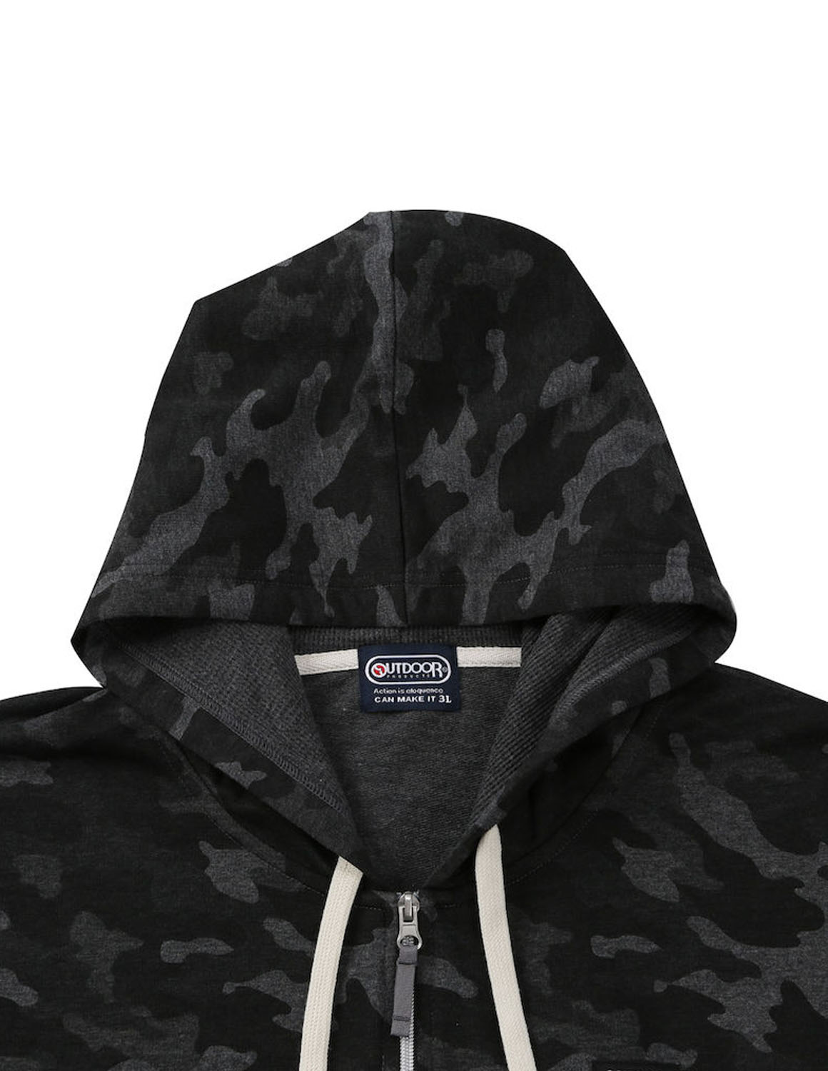 大きいサイズ OUTDOOR PRODUCTS(アウトドア プロダクツ) メンズ 半袖 迷彩 パーカー フルジップ フード リブ ワッペン プリント 裏毛 3L 4L 5L 6L 7L 8L | OUTDOOR PRODUCTS | 03