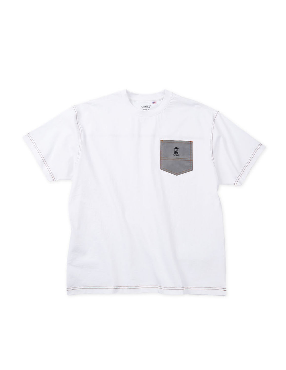 大きいサイズ 半袖Tシャツ カットソー メンズ  Coleman(コールマン) USAコットン 胸ポケット バックポケット 刺繍 3L 4L 5L 6L 8L カジュアル 白 灰色 春 夏 秋 | Coleman | 01