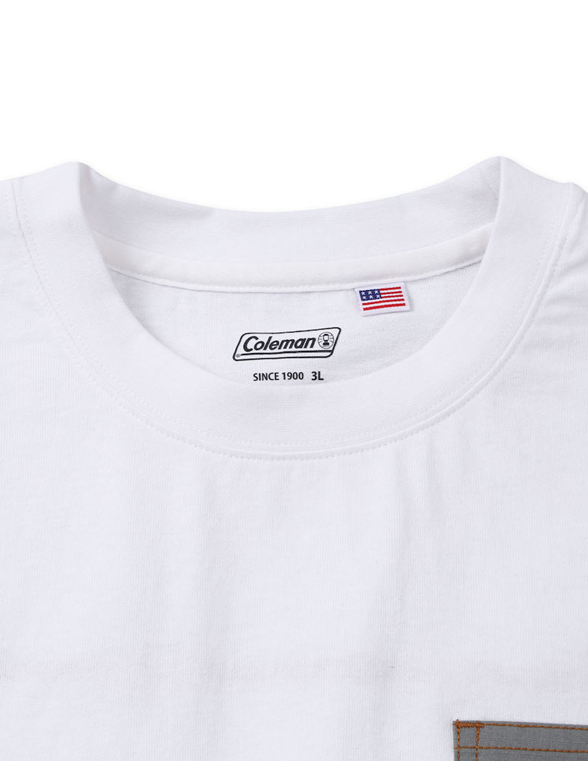 大きいサイズ 半袖Tシャツ カットソー メンズ  Coleman(コールマン) USAコットン 胸ポケット バックポケット 刺繍 3L 4L 5L 6L 8L カジュアル 白 灰色 春 夏 秋 | Coleman | 04