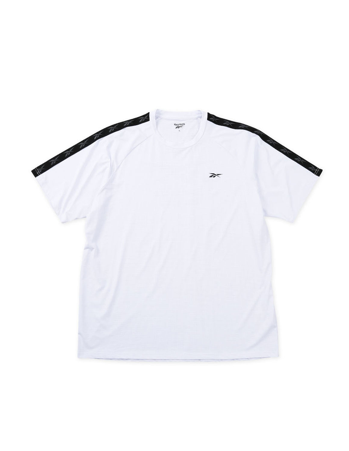 大きいサイズ 半袖Tシャツ メンズ 袖ラインテープ  Reebok(リーボック) 吸水速乾 接触冷感 UVカット ストレッチ デオドラントテープ メッシュ バックプリント | Reebok | 01