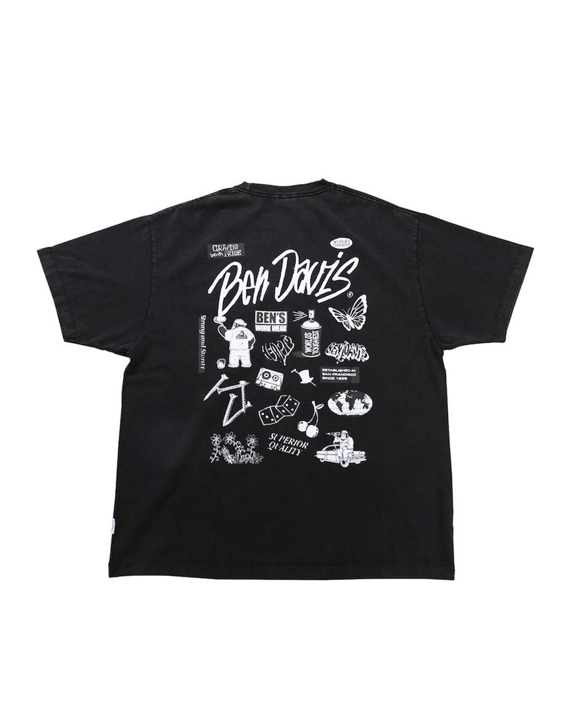 大きいサイズ 半袖Tシャツ カットソー メンズ  BEN DAVIS(ベン デイビス) バリアスモチーフ ヴィンテージ パウダーブリーチ加工 3L 4L 5L 6L カジュアル | BEN DAVIS | 02