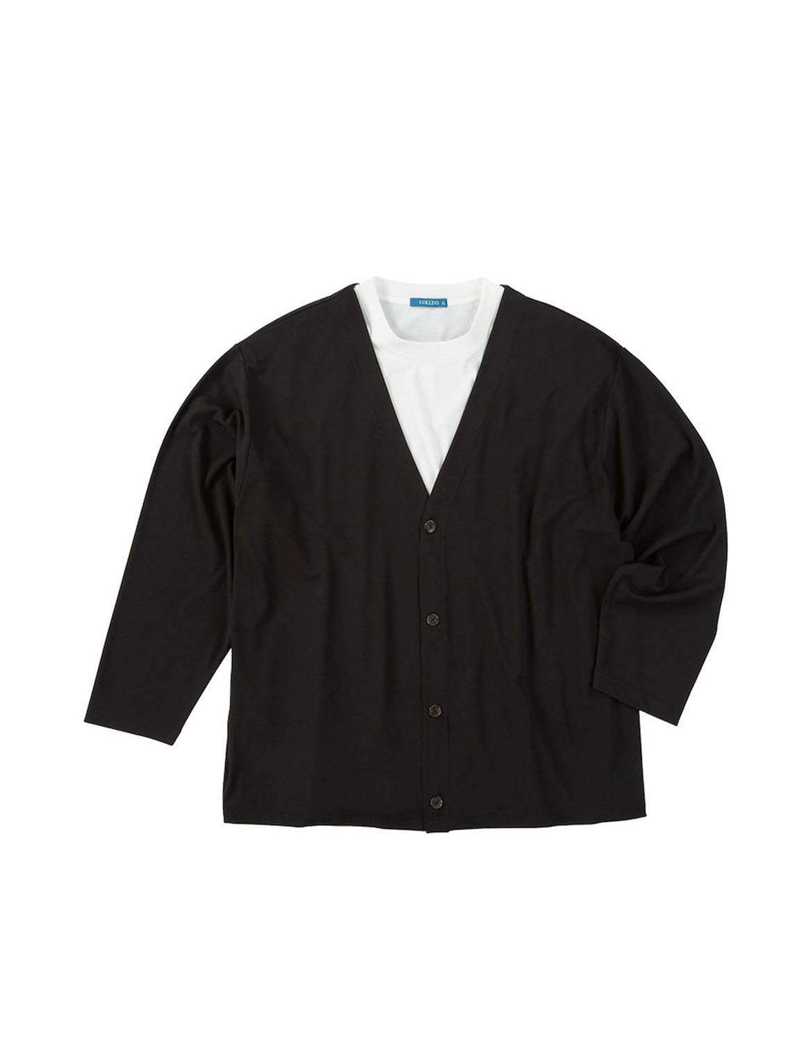 大きいサイズ 長袖カーディガン メンズ COLLINS(コリンズ) ミニワッフルストレッチ 天竺半袖Tシャツ付き 3L 4L 5L 6L 8L カジュアル 茶色 灰色 黒 春 夏 秋 冬 |  | 03