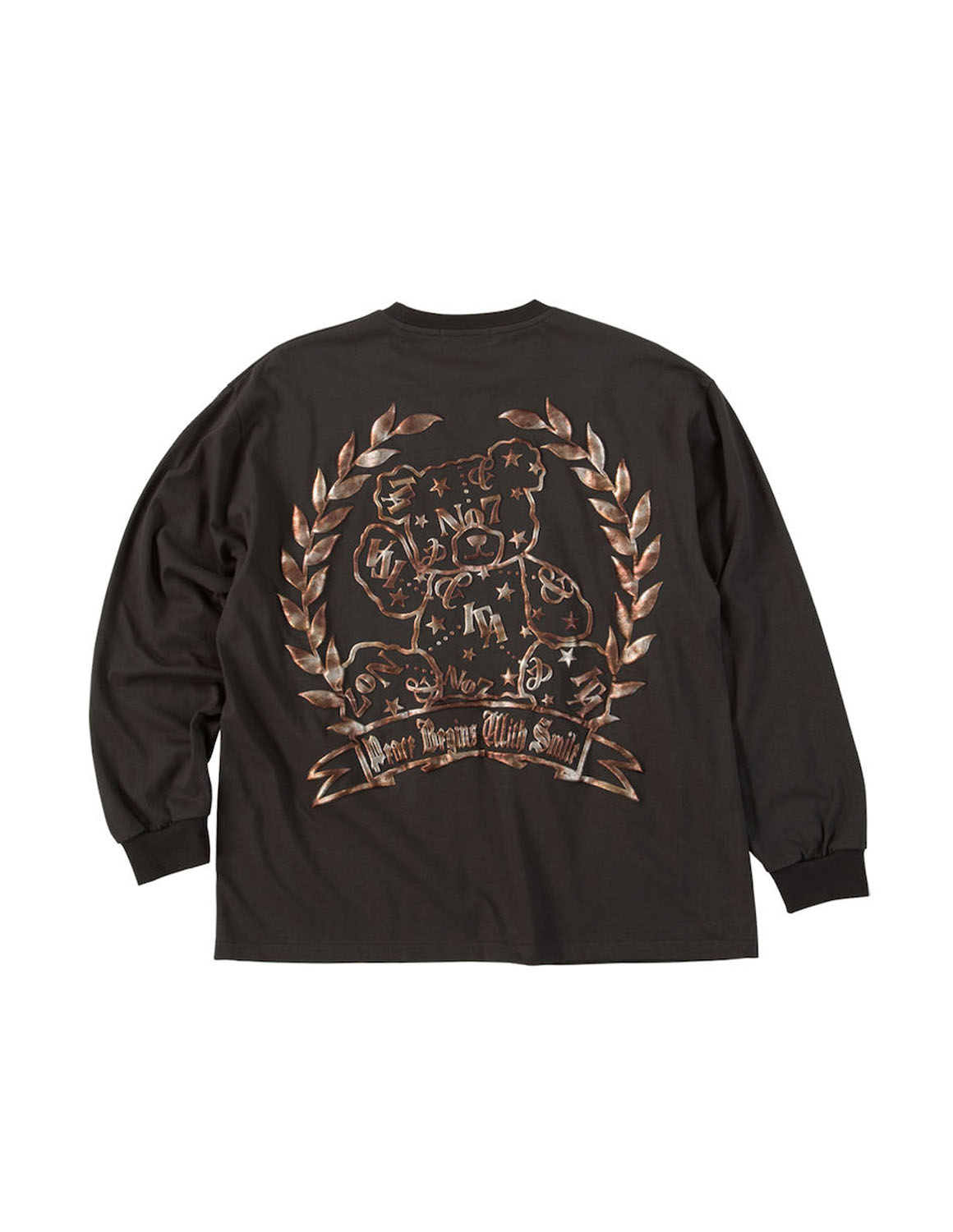 【大きいサイズ メンズ】in the attic(インジアティック) 刺繍 リブ（袖口）発泡箔プリント 長袖Tシャツ カットソー 3L/4L/5L/6L/ | in the attic | 01