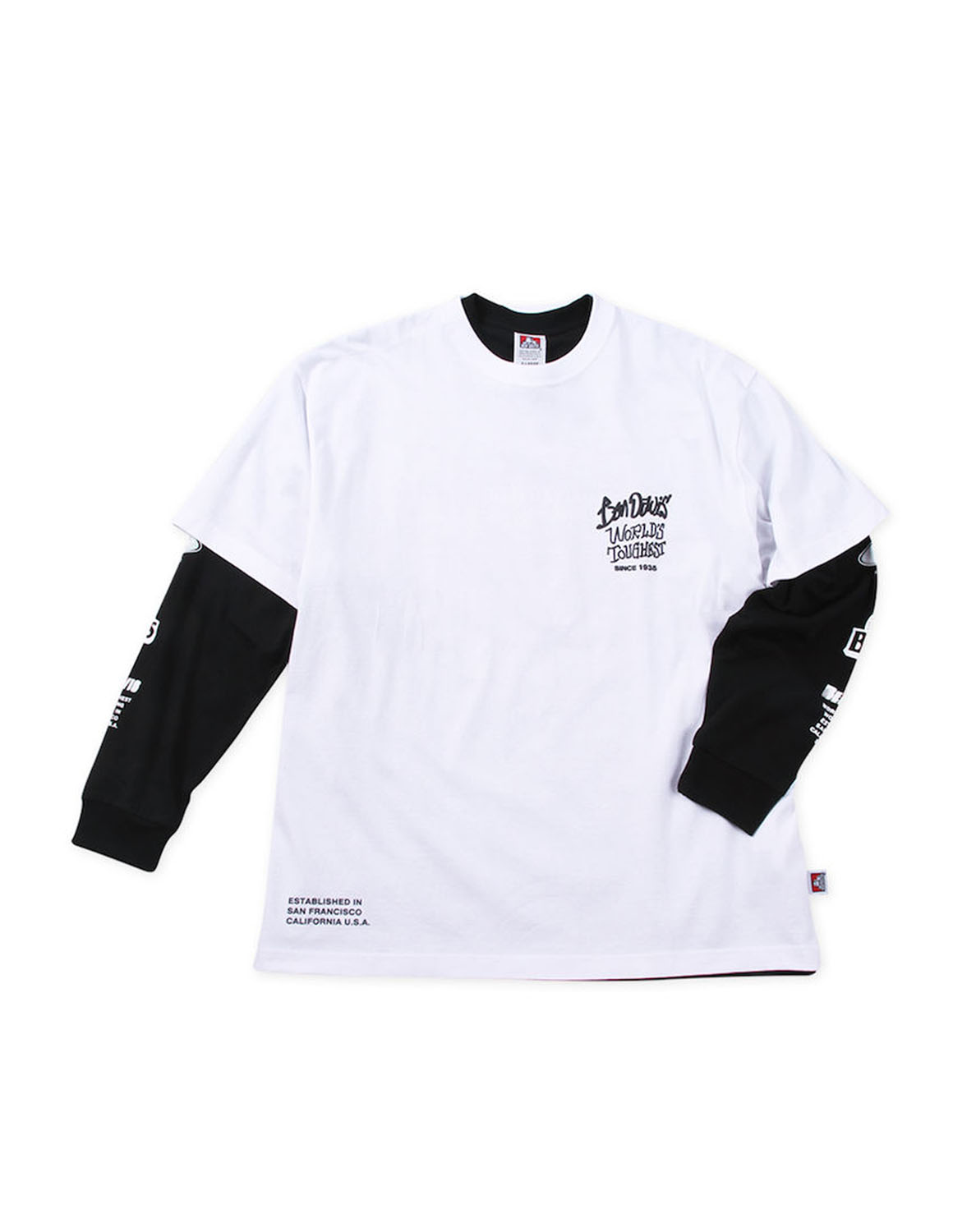 大きいサイズ 長袖T&半袖Tシャツ カットソー メンズ BEN DAVIS(ベン デイビス) バックプリント レイヤード 3L 4L 5L 6L カジュアル 白 緑 黒 春 夏 秋 冬 | BEN DAVIS | 01