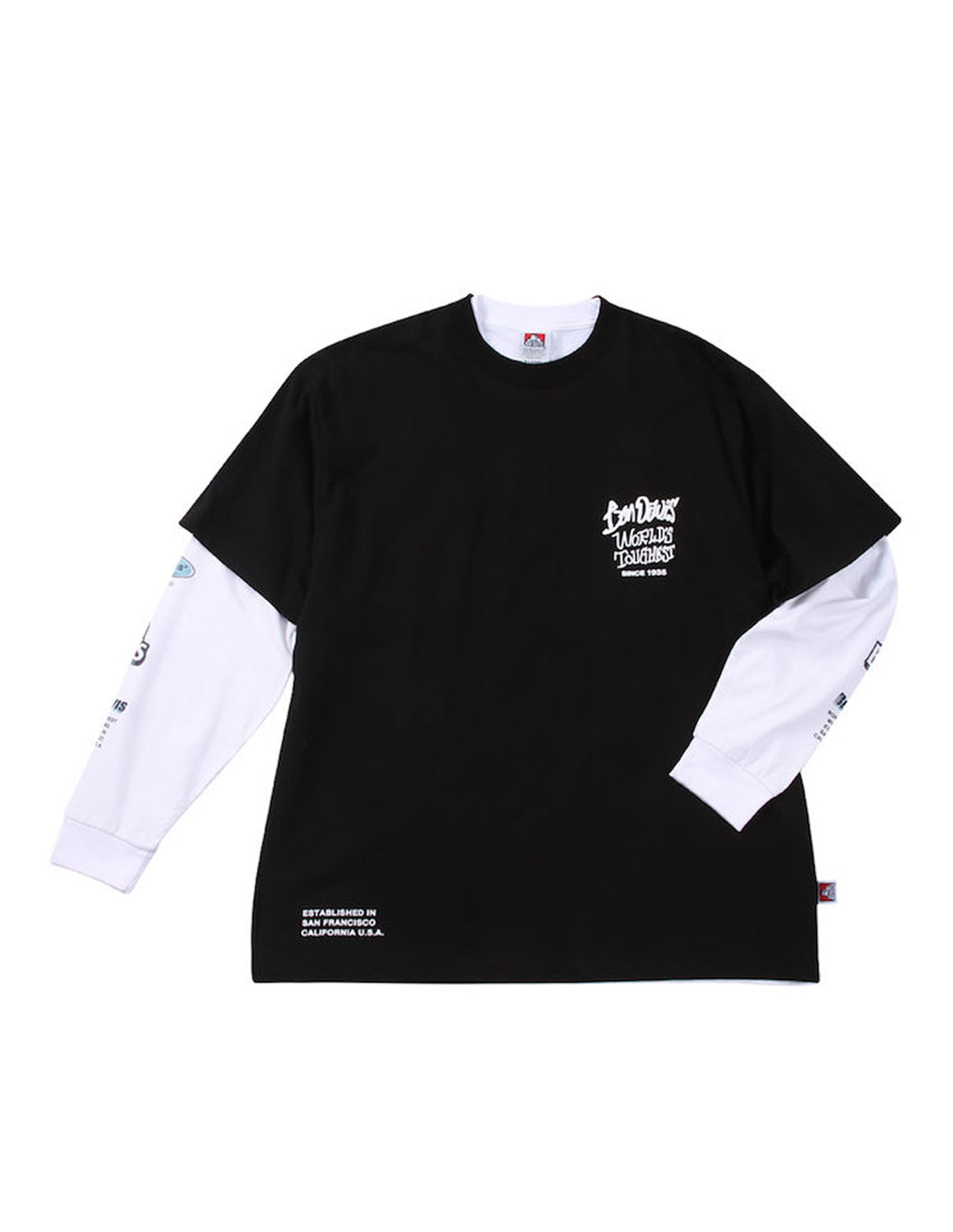 大きいサイズ 長袖T&半袖Tシャツ カットソー メンズ BEN DAVIS(ベン デイビス) バックプリント レイヤード 3L 4L 5L 6L カジュアル 白 緑 黒 春 夏 秋 冬 | BEN DAVIS | 03