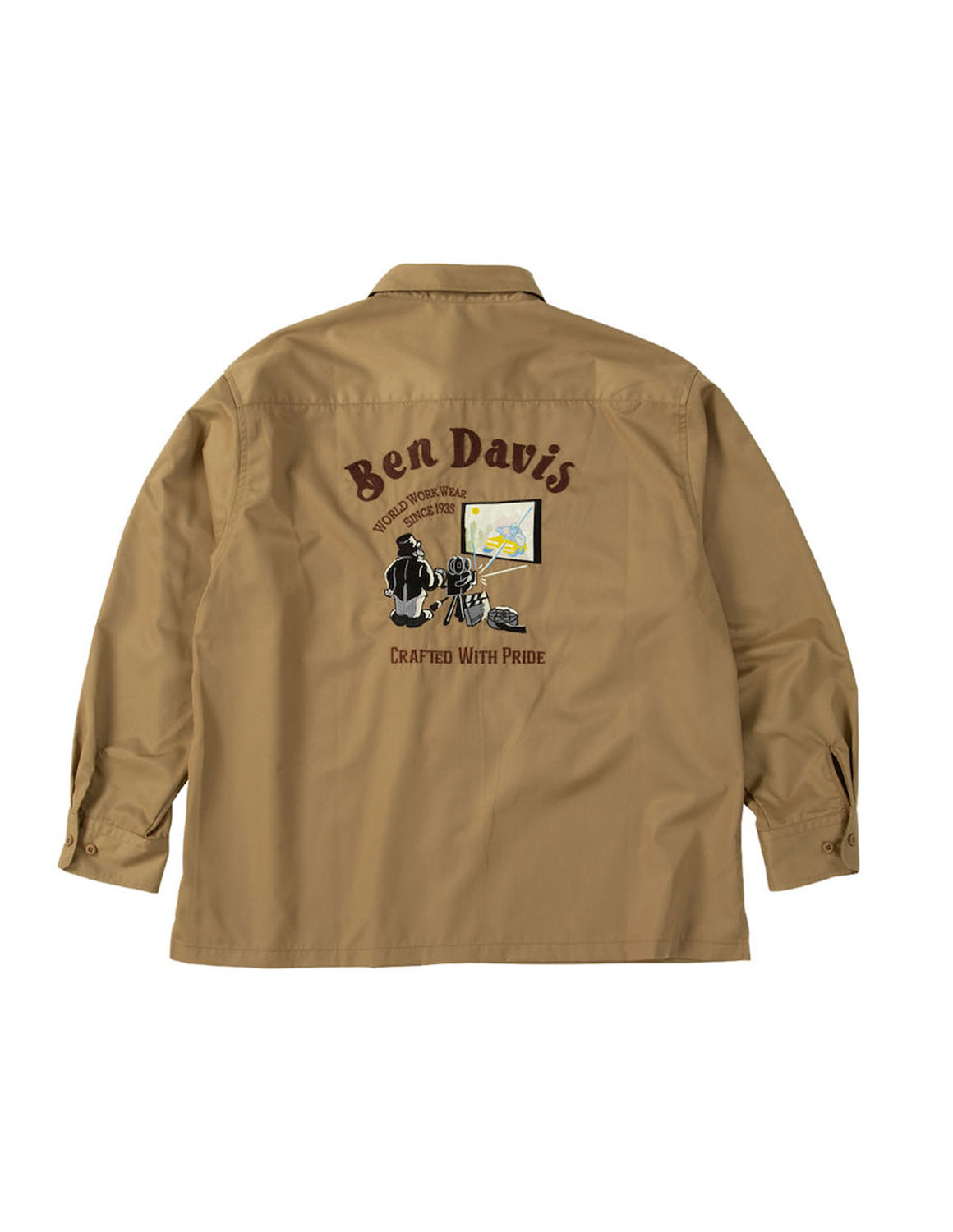 【大きいサイズ メンズ】BEN DAVIS(ベン デイビス)刺繍 胸フラップポケット サイドスリット ツイルワークシャツ 長袖シャツ カジュアルシャツ 3L/4L/5L/6L/ | BEN DAVIS | 01