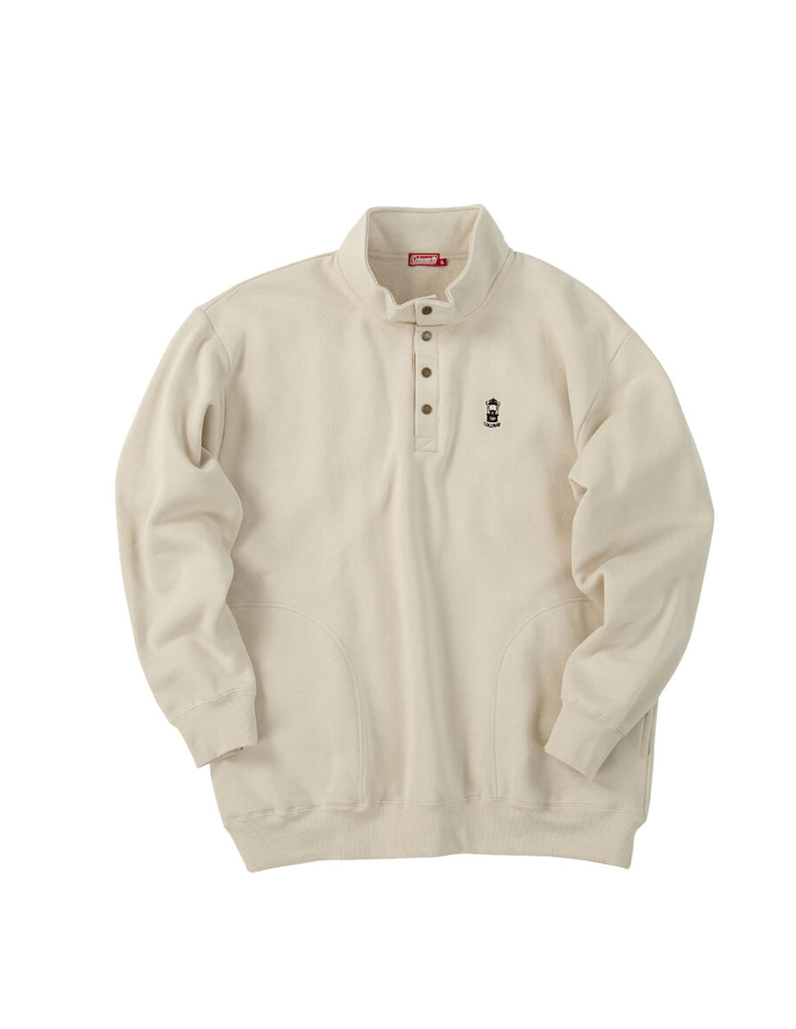 大きいサイズ トレーナー メンズ ハーフボタン  Coleman(コールマン) 裏起毛 スタンドカラー バックプリント 刺繍 リブ 3L 4L 5L 6L 8L カジュアル 春 秋 冬 | Coleman | 01