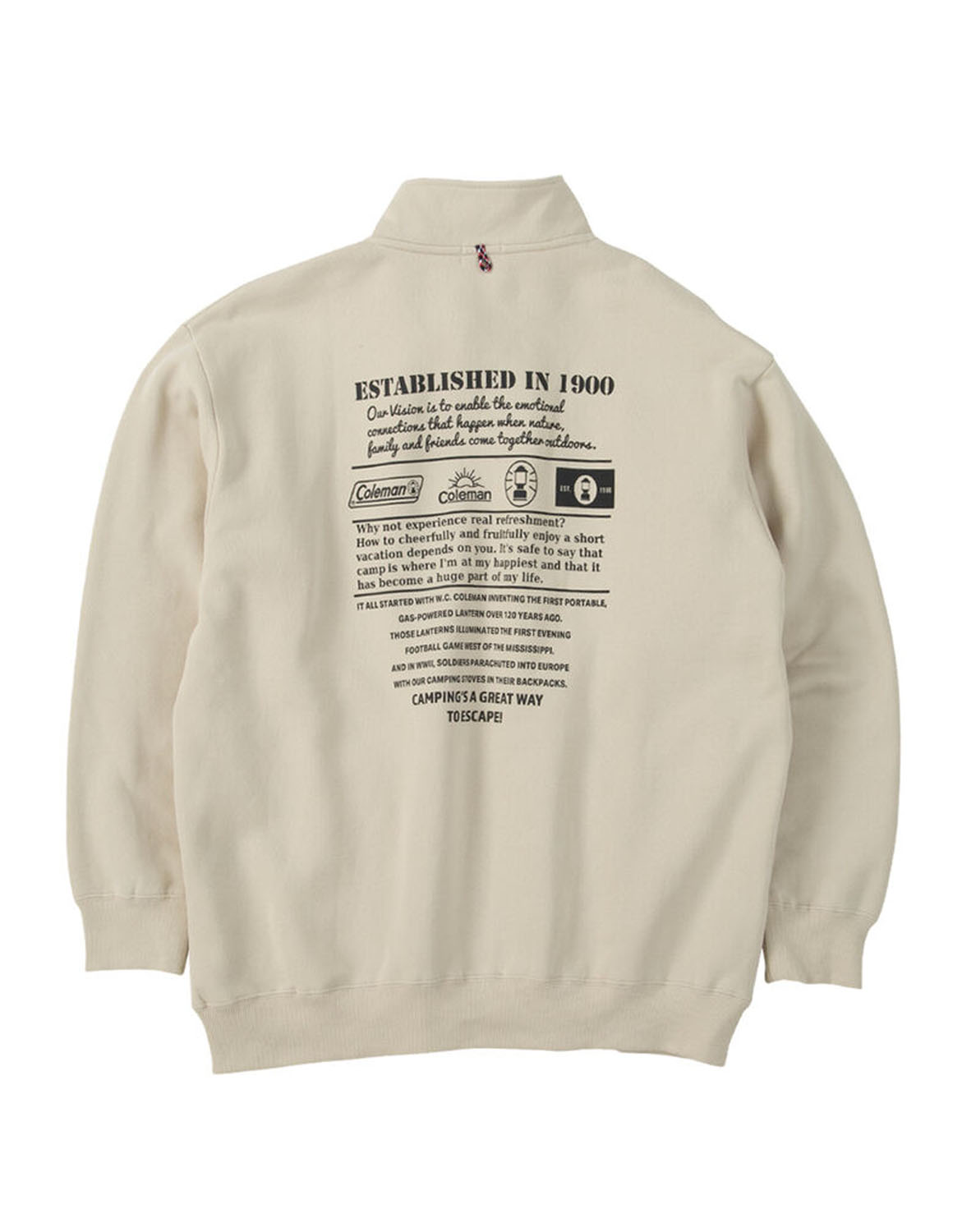 大きいサイズ トレーナー メンズ ハーフボタン  Coleman(コールマン) 裏起毛 スタンドカラー バックプリント 刺繍 リブ 3L 4L 5L 6L 8L カジュアル 春 秋 冬 | Coleman | 03