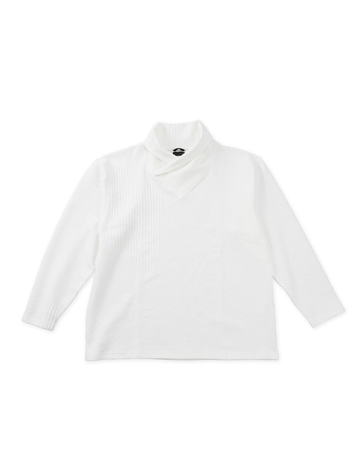 大きいサイズ 半袖Tシャツ カットソー メンズ 長袖  TETE HOMME(テットオム) バイアスパネル柄 ボリュームネック ストレッチ 襟元ループ 3L 4L 5L 6L 春 秋 冬 | TETE HOMME | 01