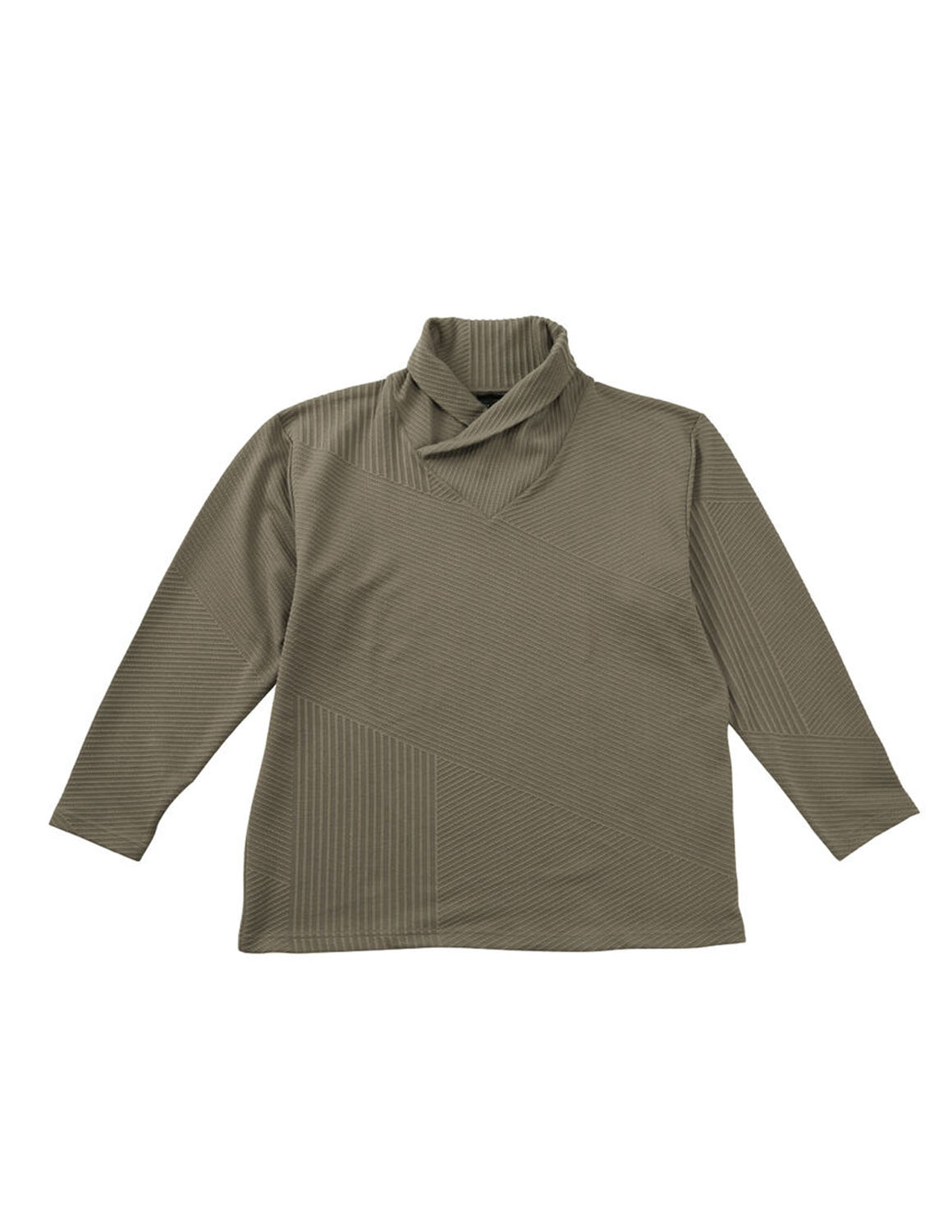 大きいサイズ 半袖Tシャツ カットソー メンズ 長袖  TETE HOMME(テットオム) バイアスパネル柄 ボリュームネック ストレッチ 襟元ループ 3L 4L 5L 6L 春 秋 冬 | TETE HOMME | 02