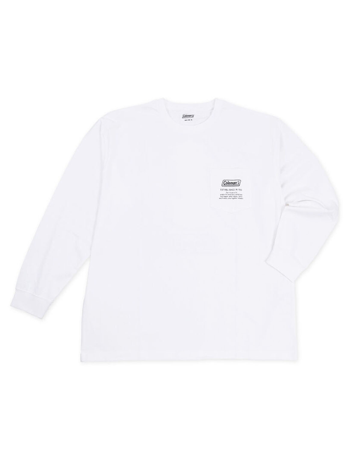 大きいサイズ 半袖Tシャツ カットソー メンズ 長袖  Coleman(コールマン) 天竺 胸ポケット付 バックプリント 袖口リブ 3L 4L 5L 6L カジュアル 白 紺 春 秋 冬 | Coleman | 03