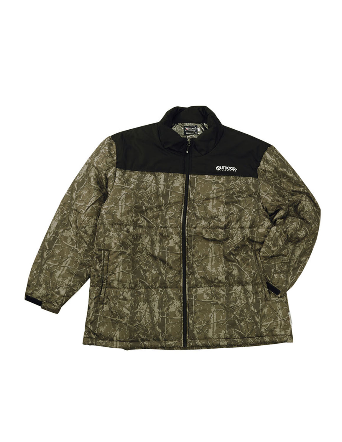 大きいサイズ 中綿コート メンズ  OUTDOOR PRODUCTS(アウトドア プロダクツ) デュスポ 背裏アルミ スタンドカラー 切替 総柄 3L 4L 5L 6L 7L 8L 緑 黒 春 秋 冬 | OUTDOOR PRODUCTS | 01