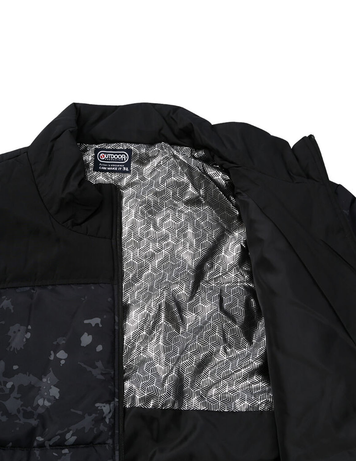 大きいサイズ 中綿コート メンズ  OUTDOOR PRODUCTS(アウトドア プロダクツ) デュスポ 背裏アルミ スタンドカラー 切替 総柄 3L 4L 5L 6L 7L 8L 緑 黒 春 秋 冬 | OUTDOOR PRODUCTS | 08