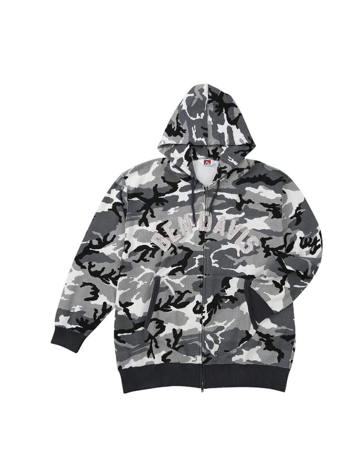 大きいサイズ パーカー メンズ フルジップ BEN DAVIS(ベン デイビス) ワッフル ワッペン ストレッチ サイドポケット フード 3L 4L 5L 6L カジュアル 春 秋 冬 | BEN DAVIS | 01