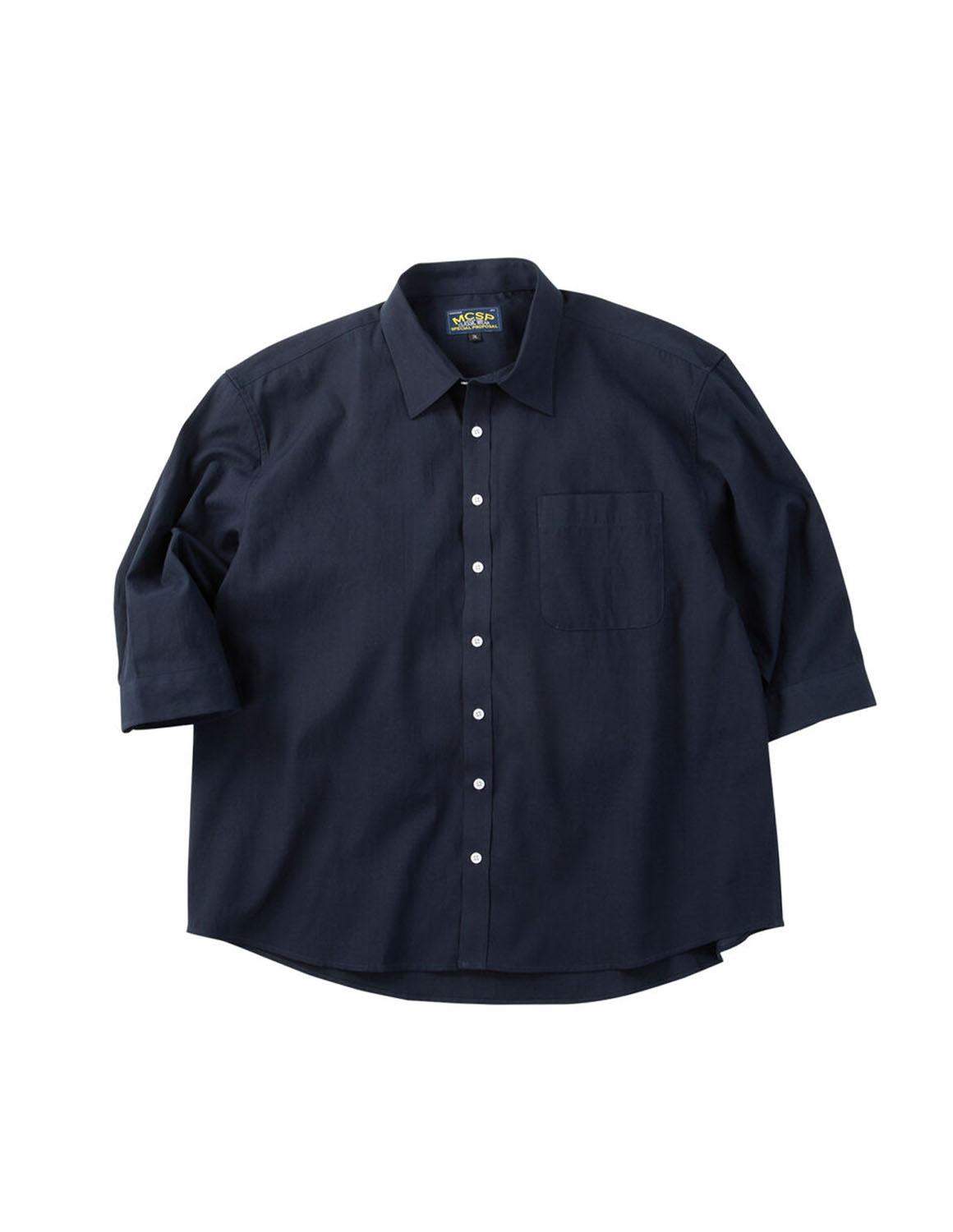 大きいサイズ 七分袖シャツ カジュアルシャツ メンズ レギュラーカラー TC麻スラブ 胸ポケット バックセンタータック 3L 4L 5L 6L 8L カジュアル 白 紺 春 夏 秋 |  | 02