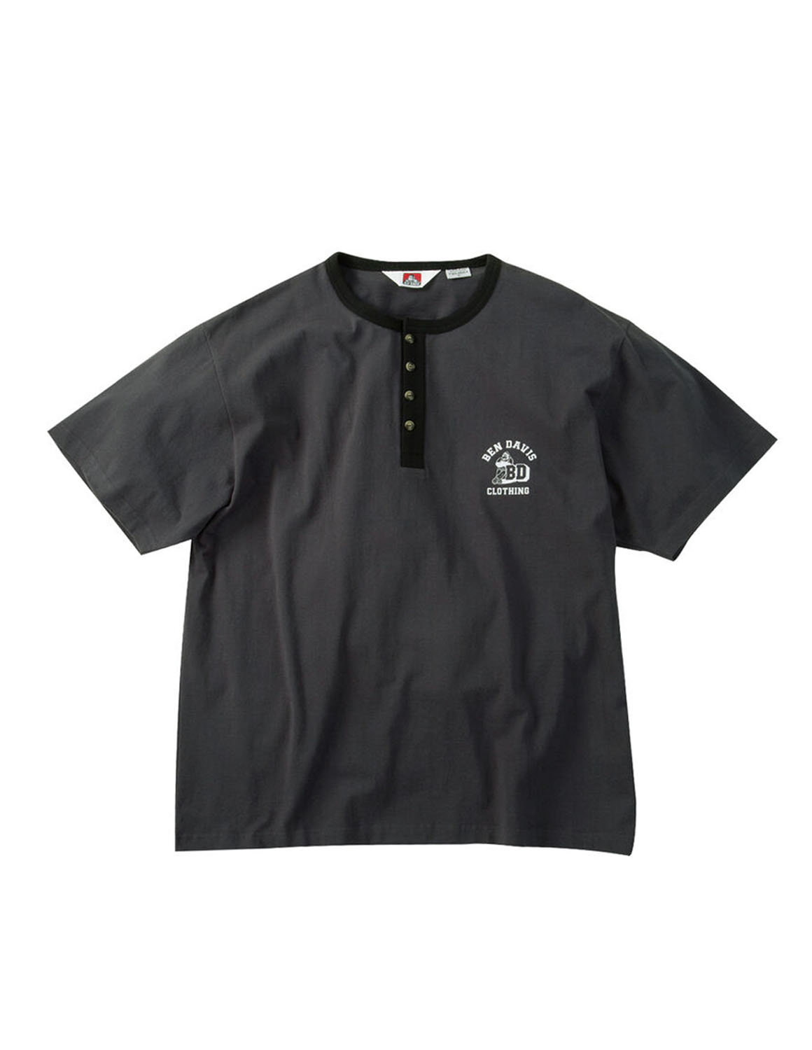 大きいサイズ 半袖Tシャツ カットソー メンズ  BEN DAVIS(ベン デイビス) リンガーヘンリーネック プリント 3L 4L 5L 6L  カジュアル 紺 灰色 春 夏 秋 | BEN DAVIS | 02