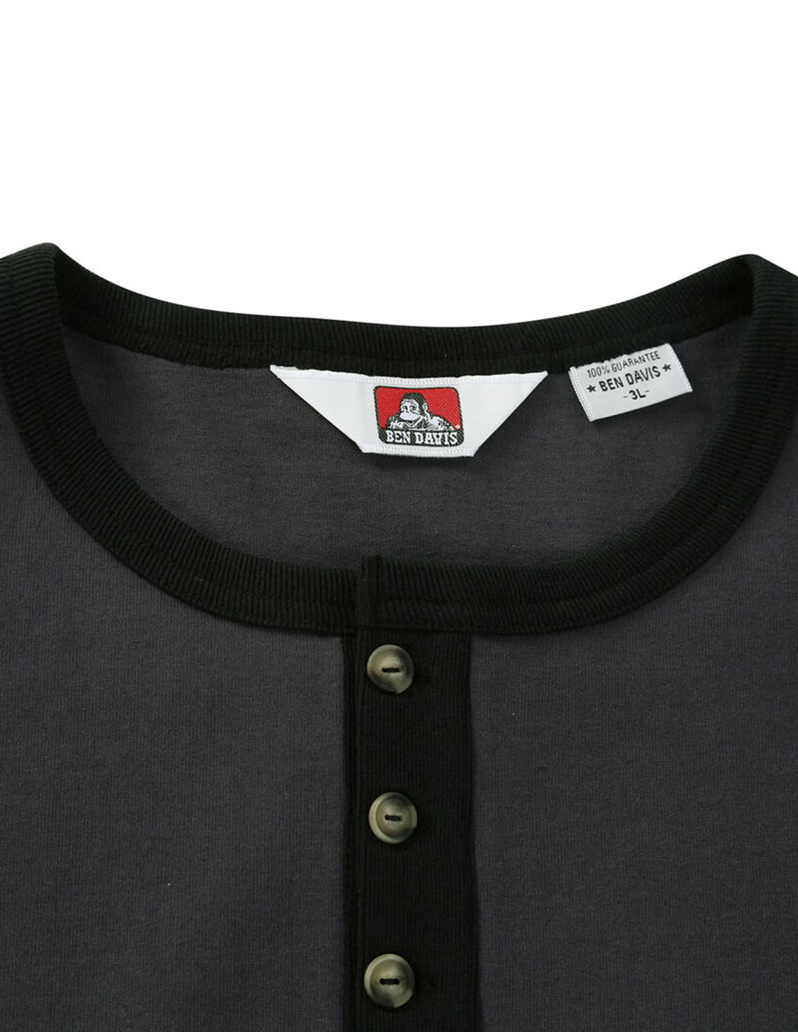 大きいサイズ 半袖Tシャツ カットソー メンズ  BEN DAVIS(ベン デイビス) リンガーヘンリーネック プリント 3L 4L 5L 6L  カジュアル 紺 灰色 春 夏 秋 | BEN DAVIS | 03