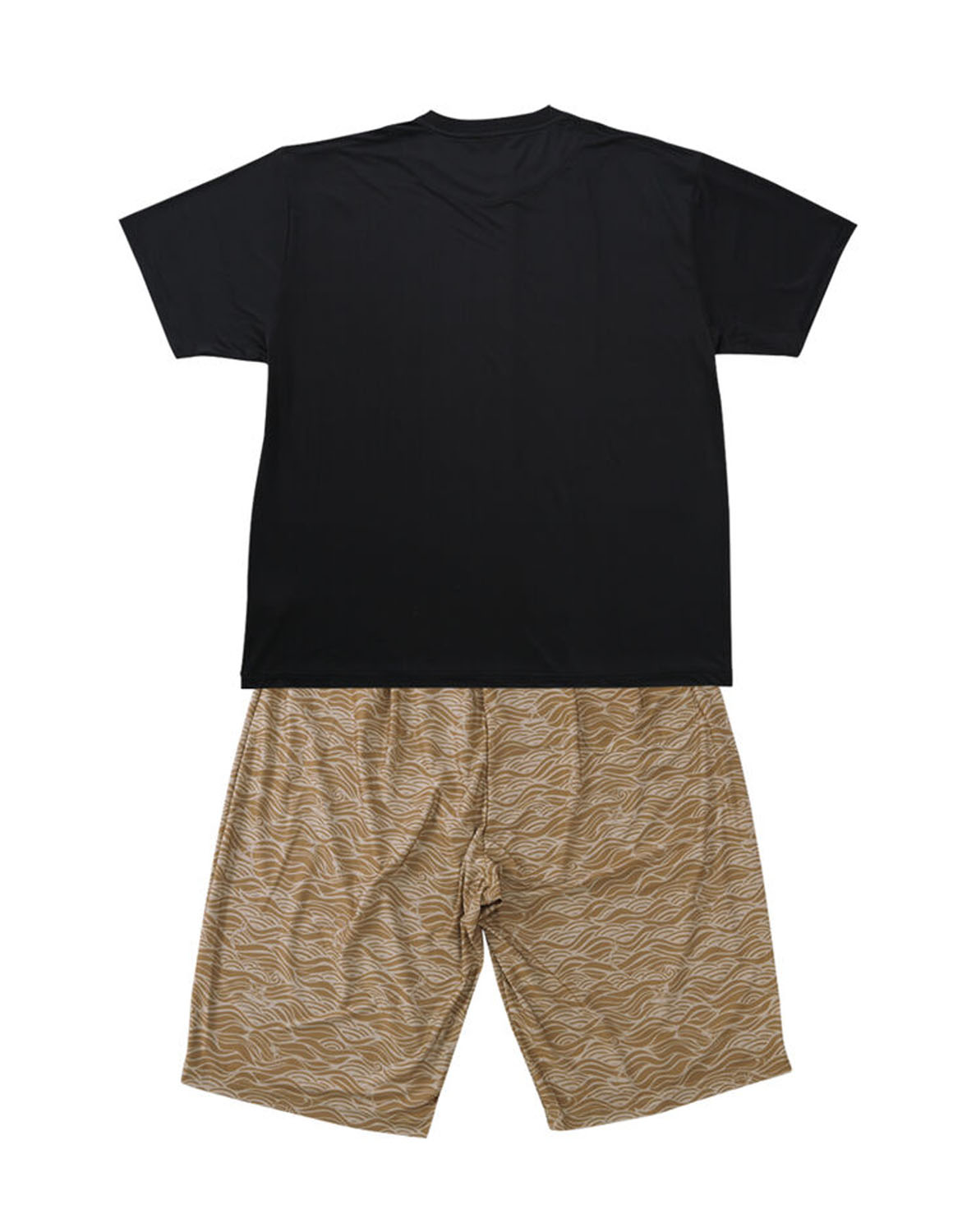 大きいサイズ メンズ 冷感 ベア 天竺 ストレッチ プリント 半袖Tシャツ+波柄ハーフパンツ バックポケット 上下セット 3L 4L 5L 6L 7L 8L 紺 黒 春 夏 秋 |  | 03