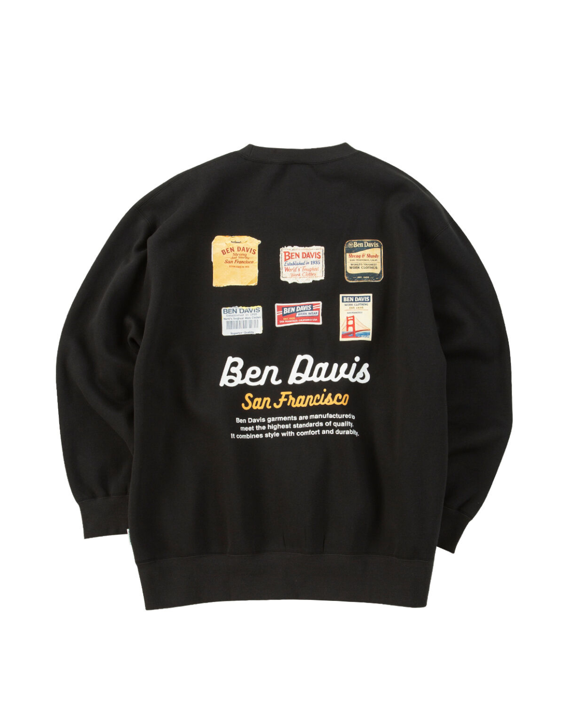 大きいサイズ 長袖 メンズ スウェット トップス BEN DAVIS(ベン デイビス) ラベルロゴ クルーネック バックプリント 裏起毛 刺繍 リブ(袖口・裾) カジュアル | BEN DAVIS | 02